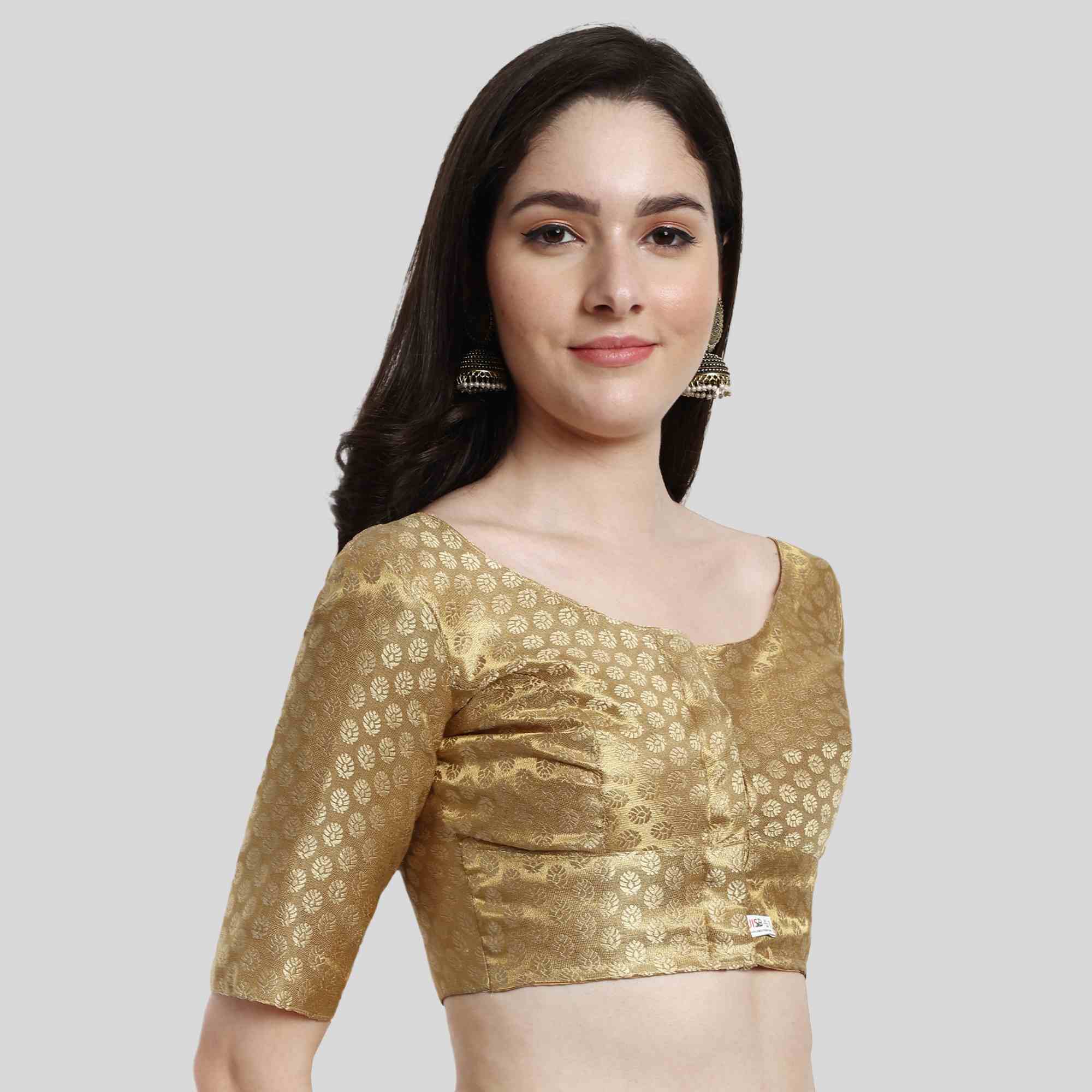 Gold Tissue blouse with flower