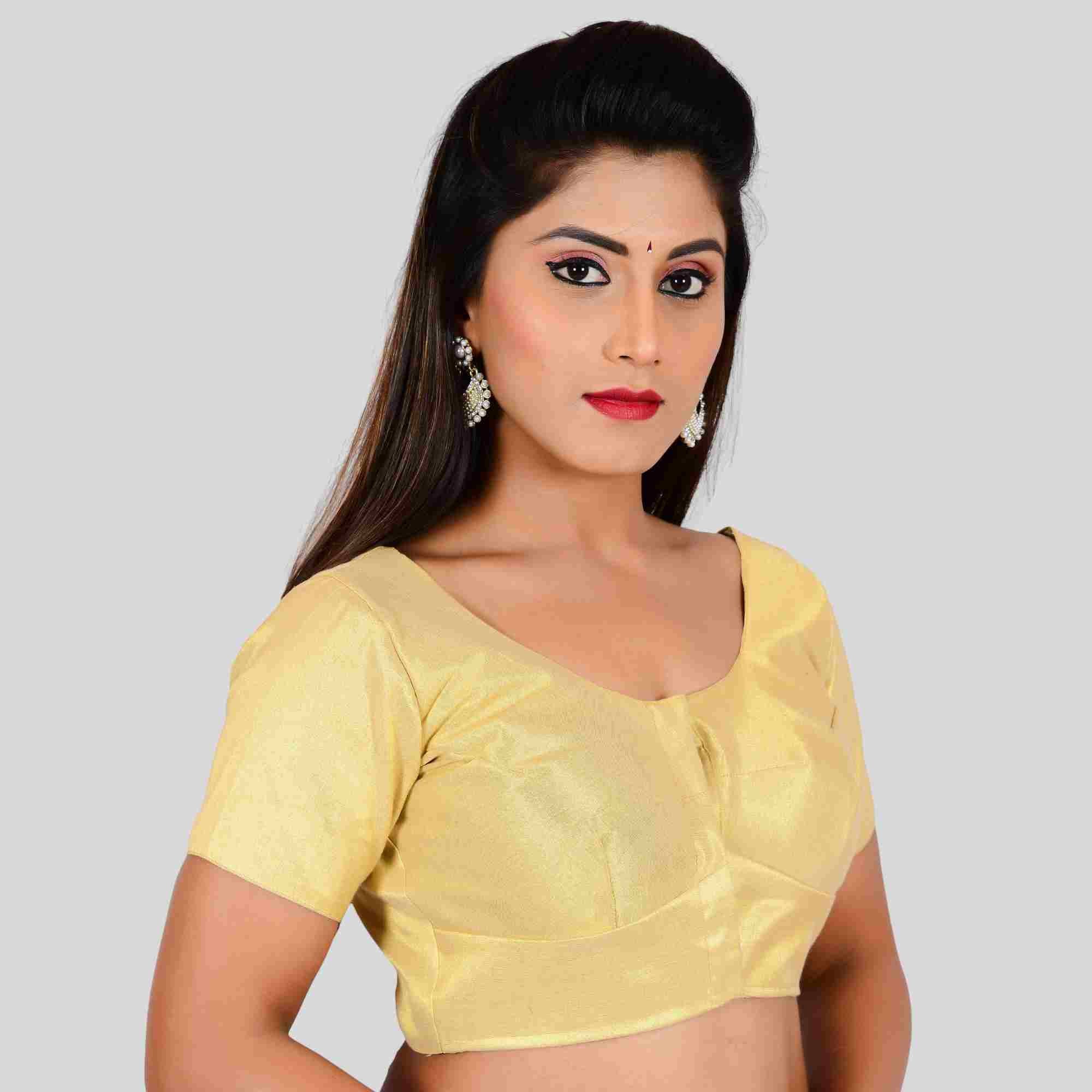Golden tissue readymade blouse online