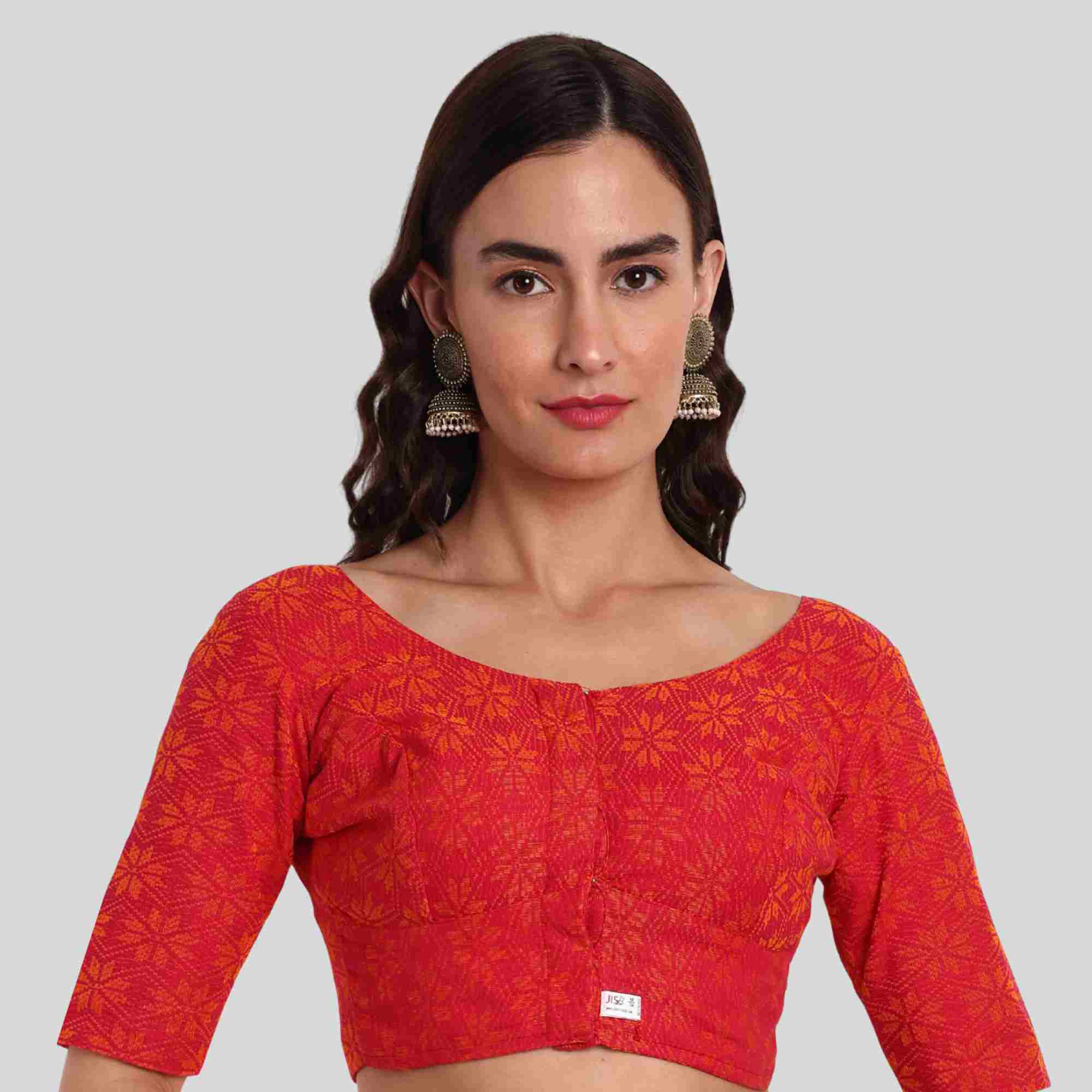 Red Flower Jacquard readymade blouse