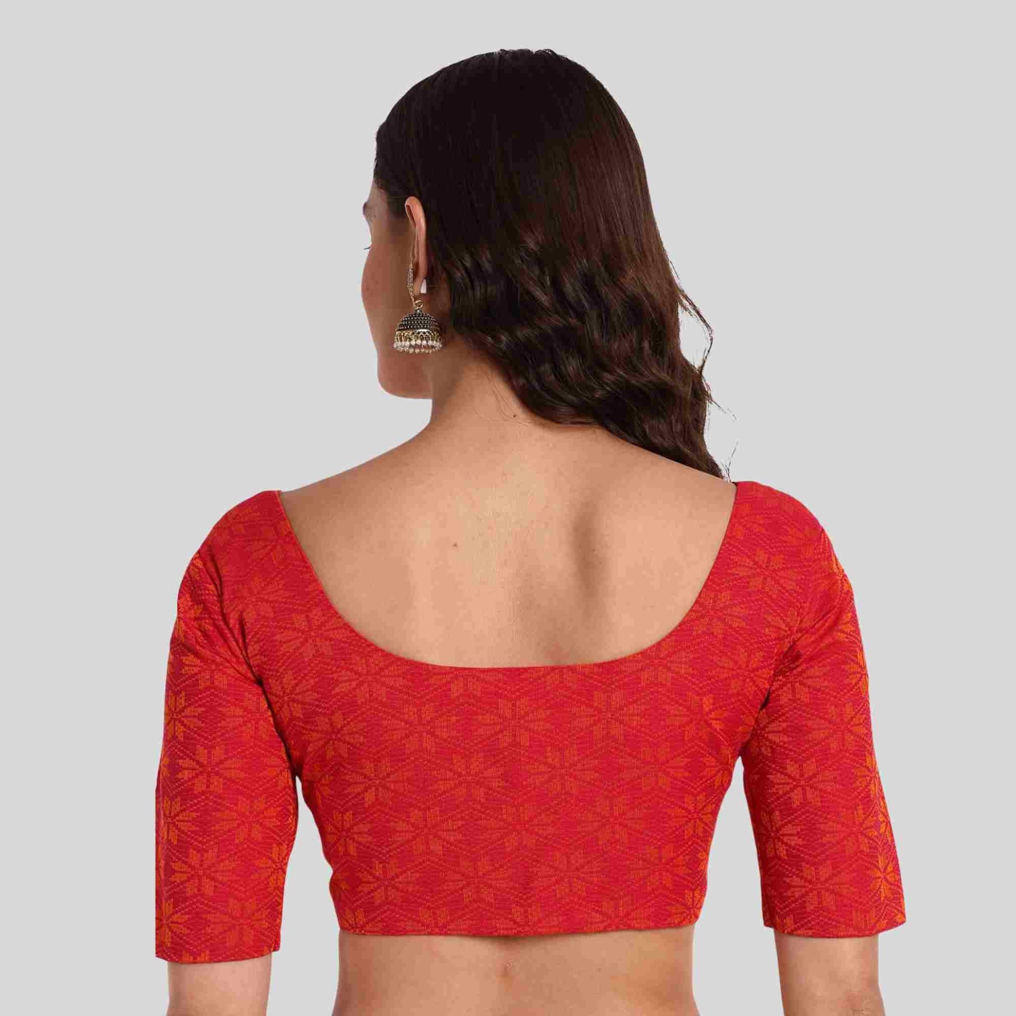 Red design stitched blouse