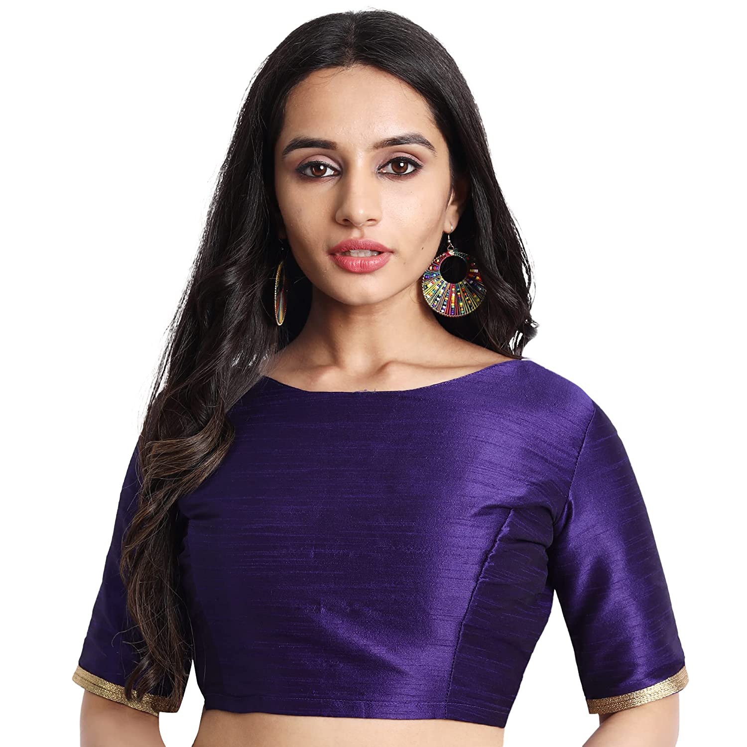 Purple Net Stiched Blouse With Boat Neck – TheDesignerSaree