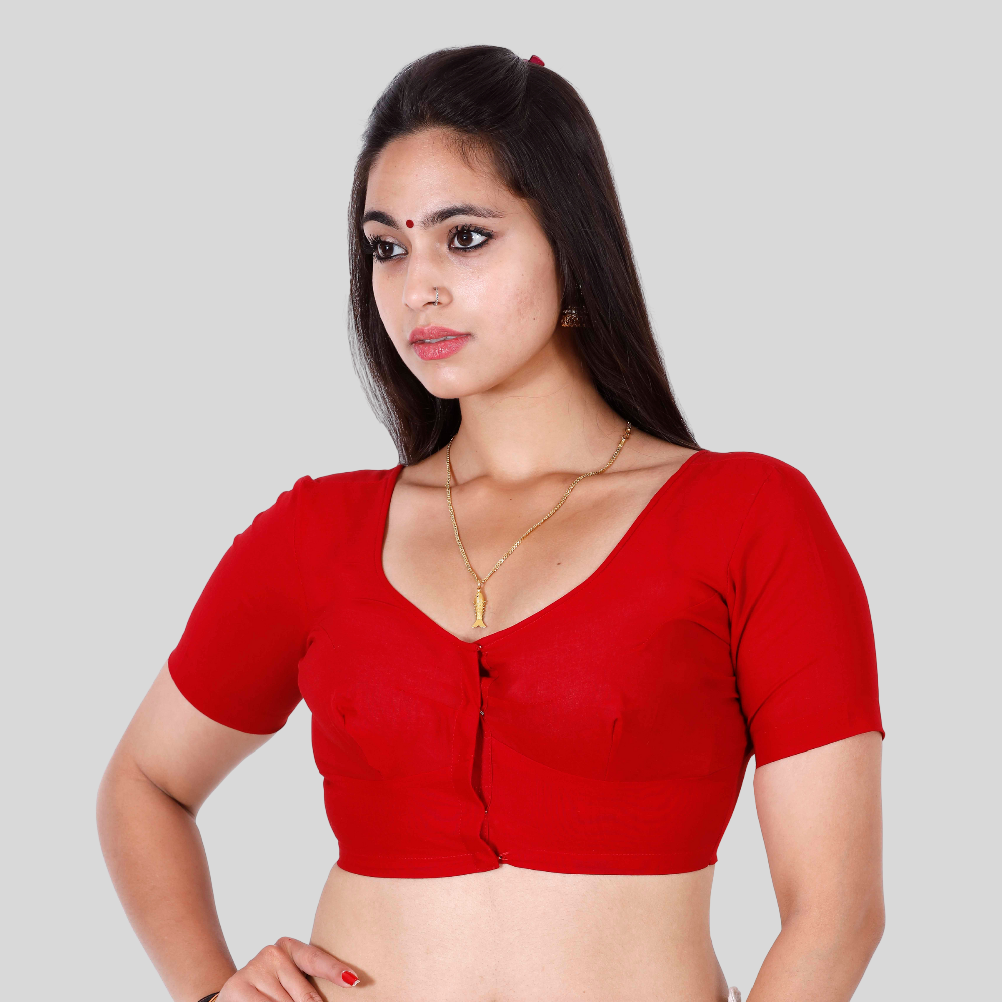 Red High-neck blouse