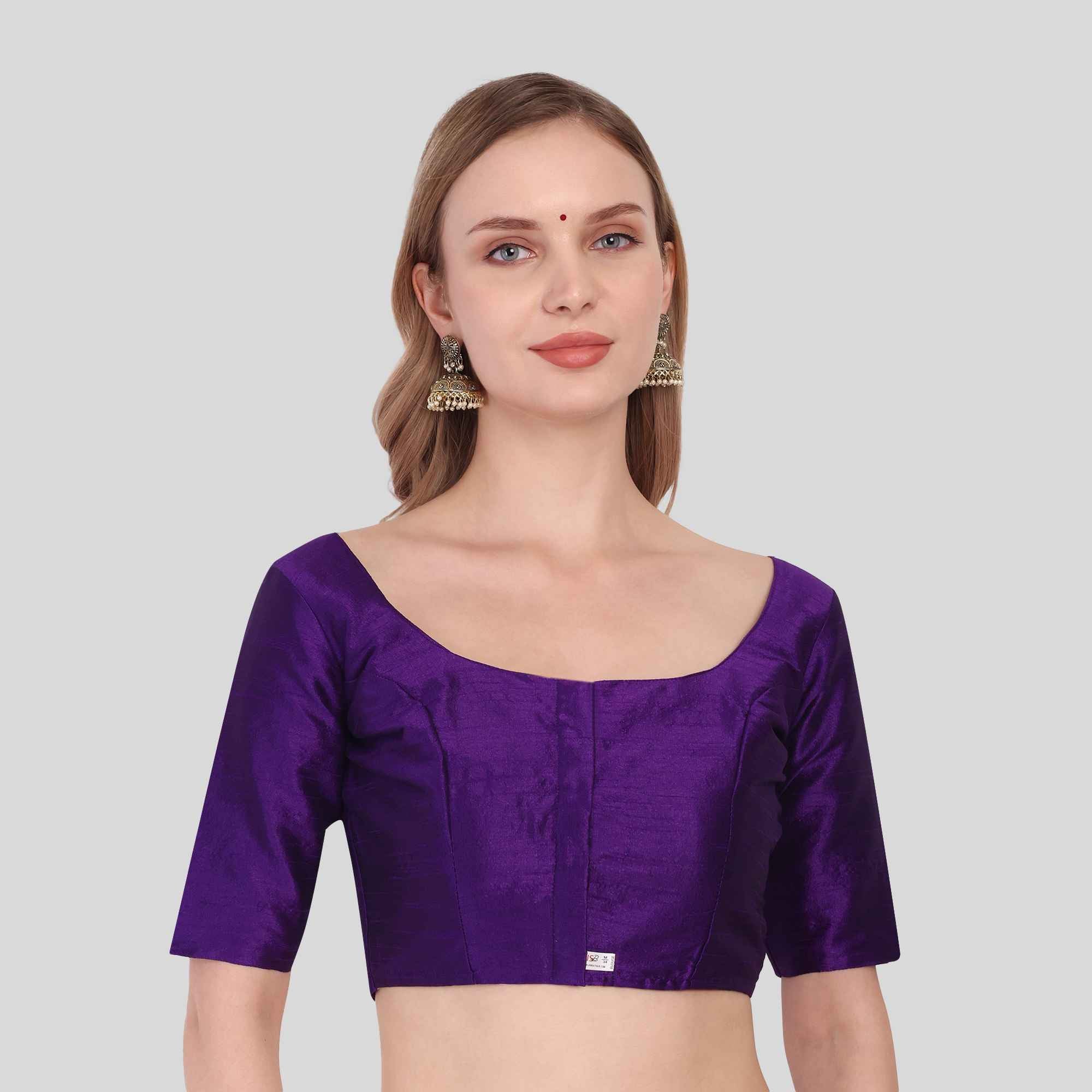 Dupion poly Silk Readymade Blouse Elbow Sleeves