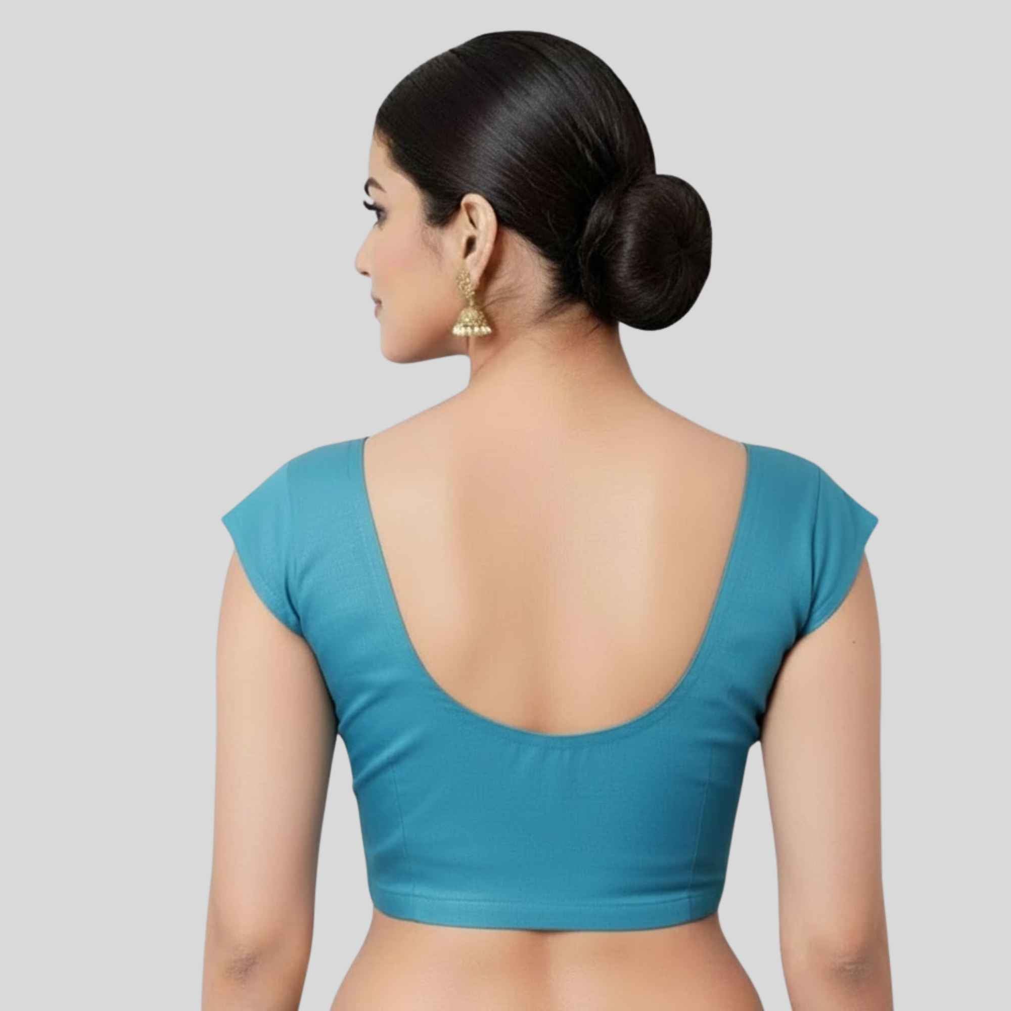 JISB Women's 2by2 Cotton Blouse Cap Sleeve