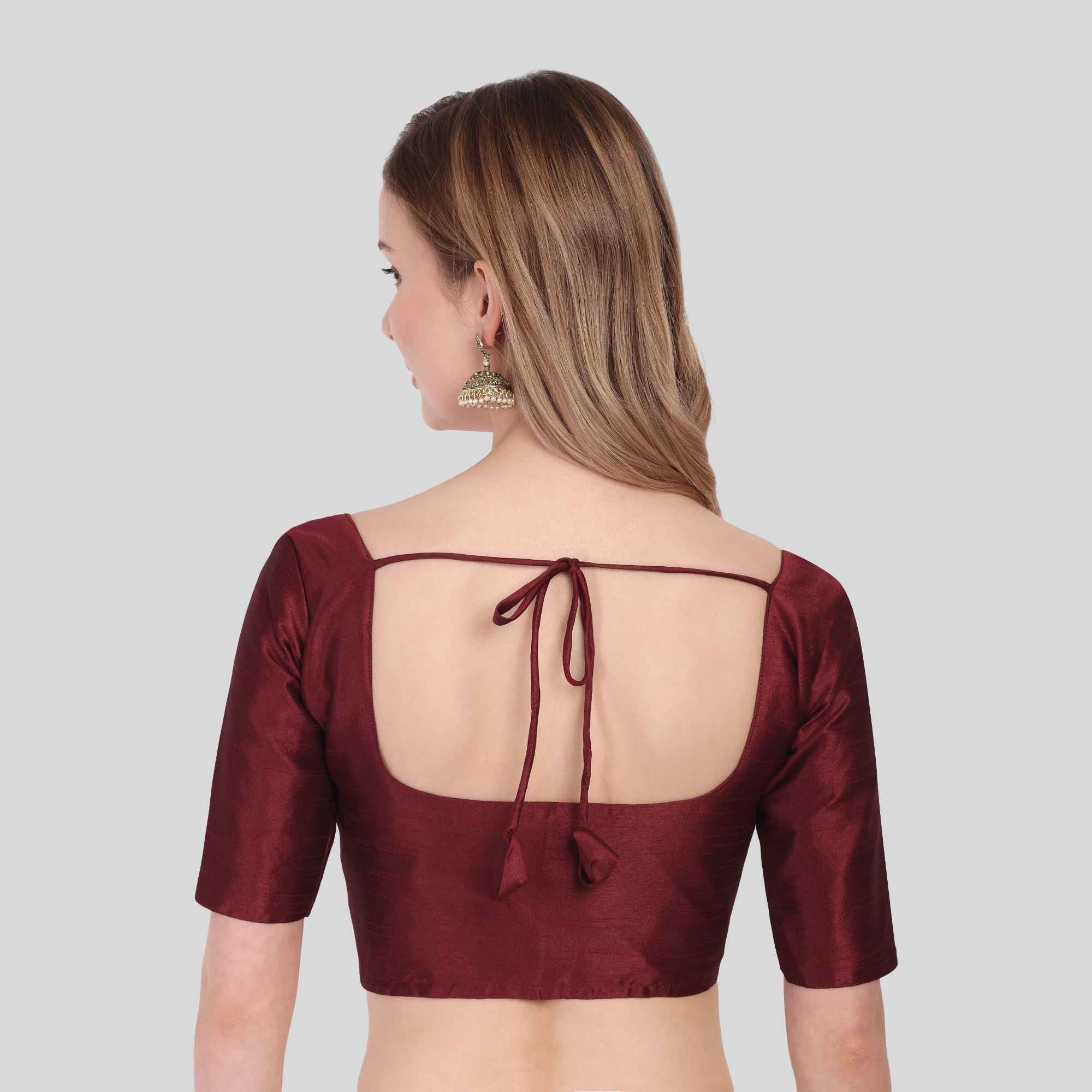 Dupion poly Silk Readymade Blouse Elbow Sleeves