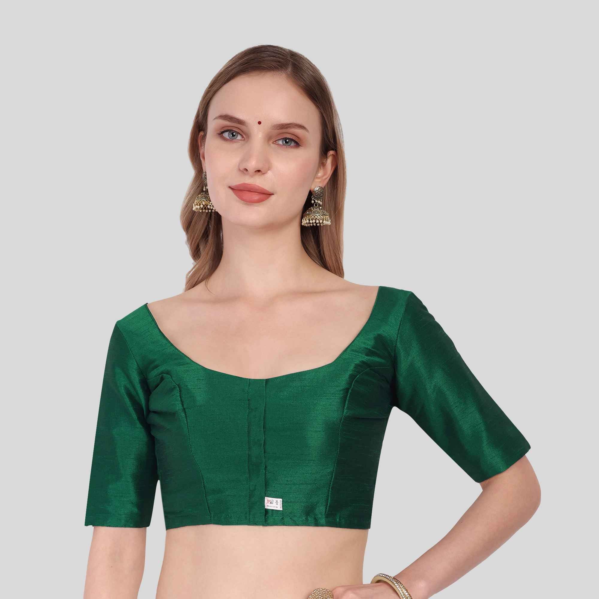 Dupion poly Silk Readymade Blouse Elbow Sleeves