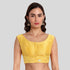 Yellow sleeveless blouse with Front open and round neck