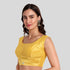 Yellow sleeveless readymade blouse with front open