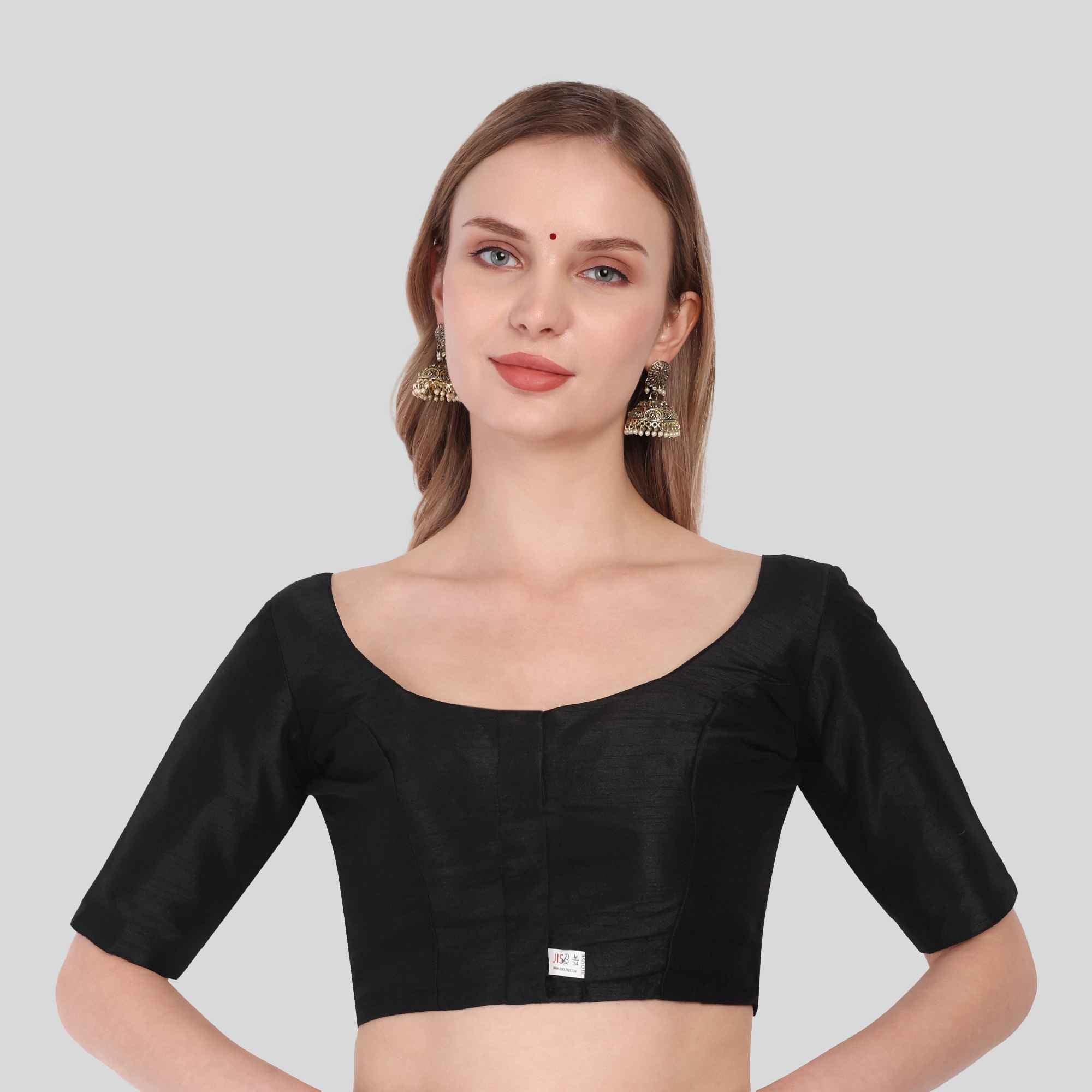 Dupion poly Silk Readymade Blouse Elbow Sleeves