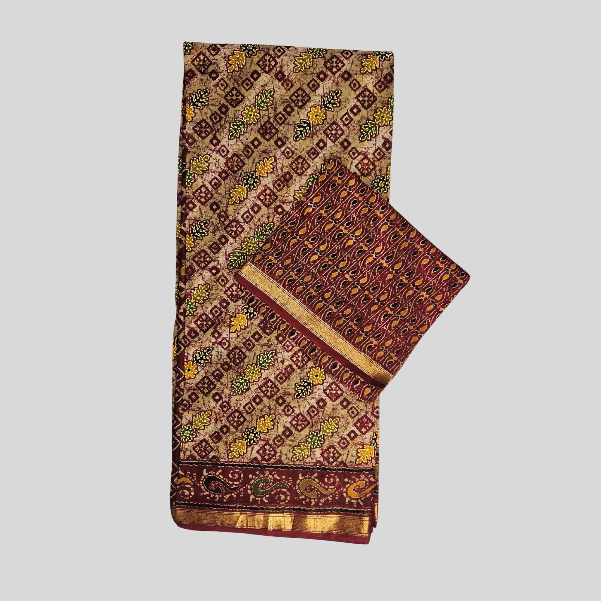 Ajrakh print saree