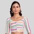 JISB Women's Cotton Multi Stripe Readymade blouse