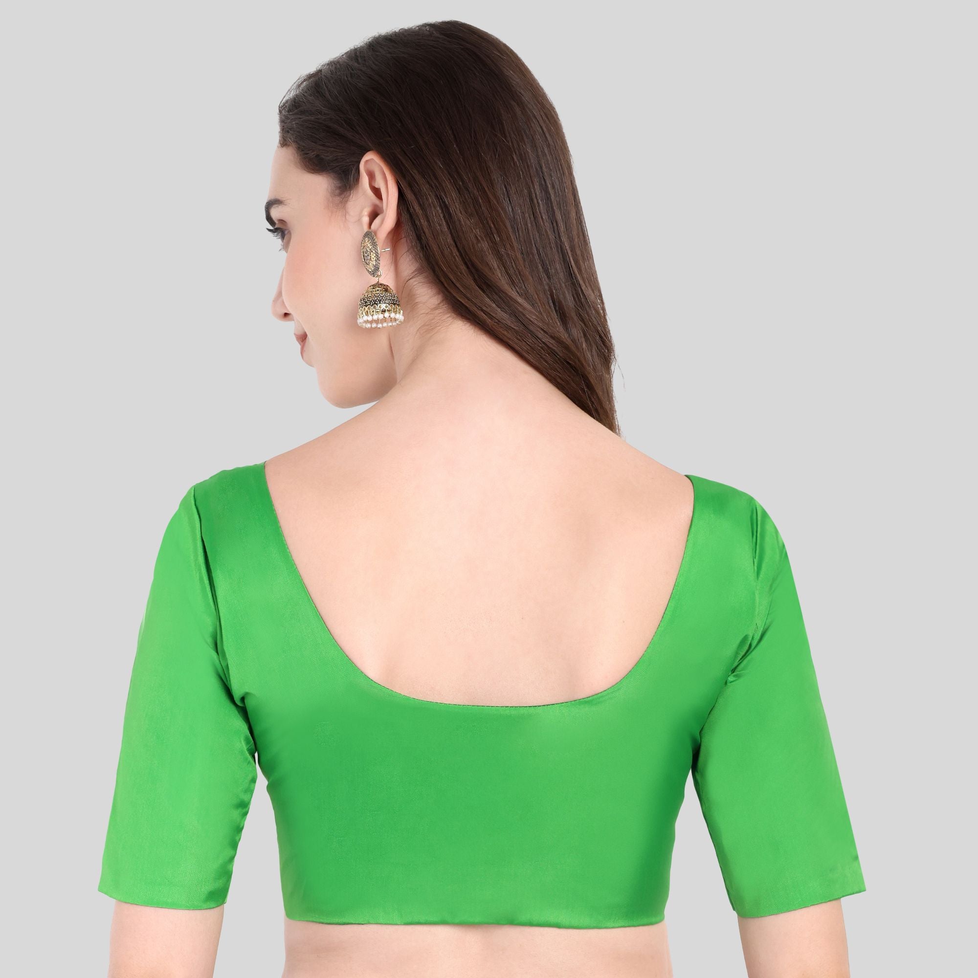 Silk Cotton Readymade Blouse With Elbow Sleeve