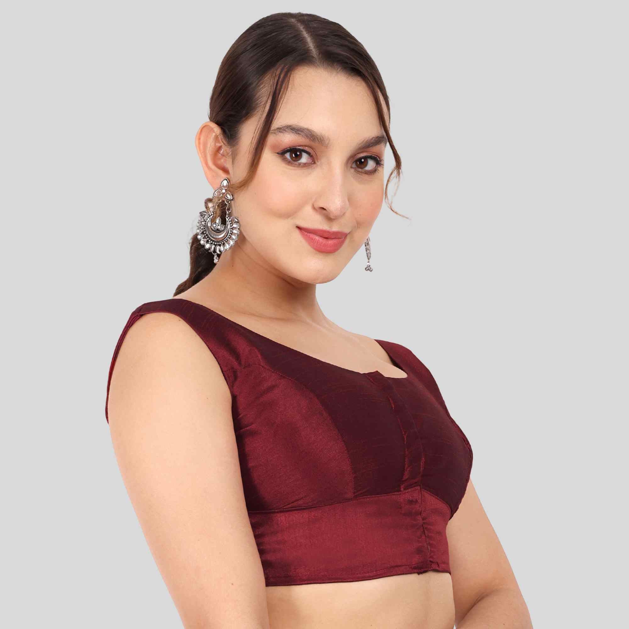 Sleeveless blouse online in chennai color maroon