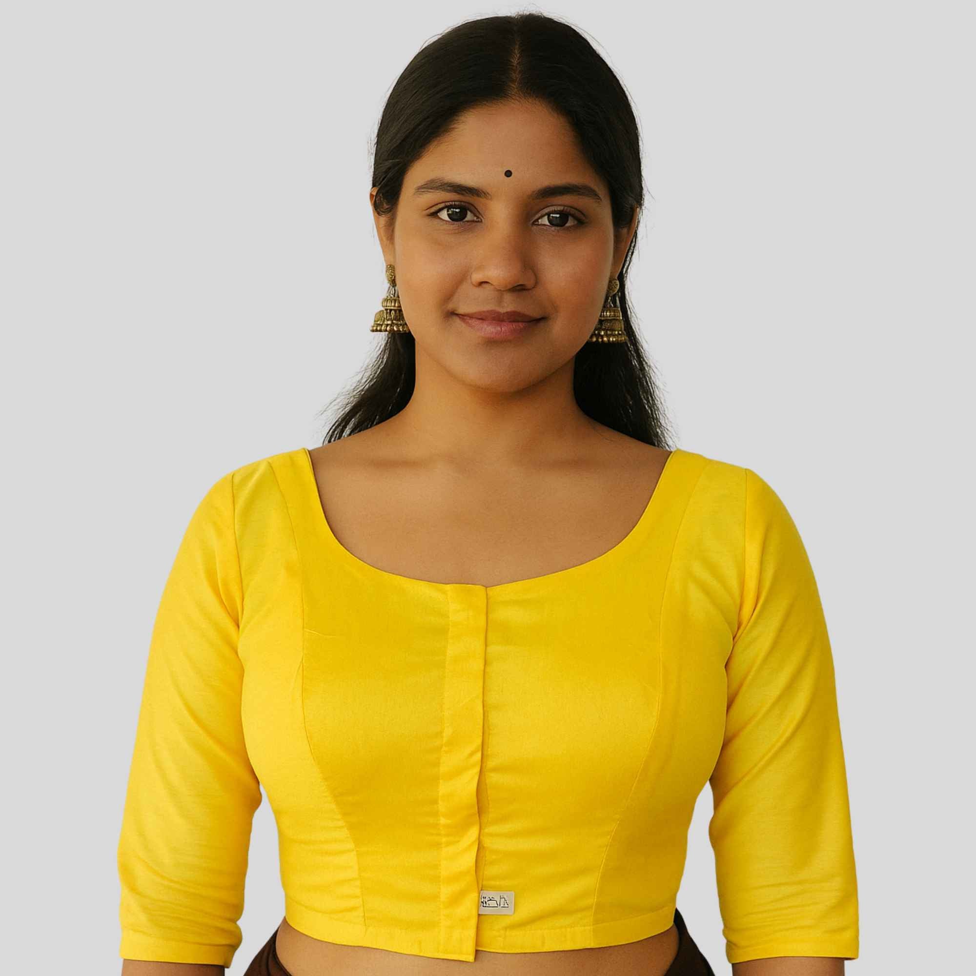 JISB Rayon Silk Shoulder Dart Elbow Sleeve Blouse