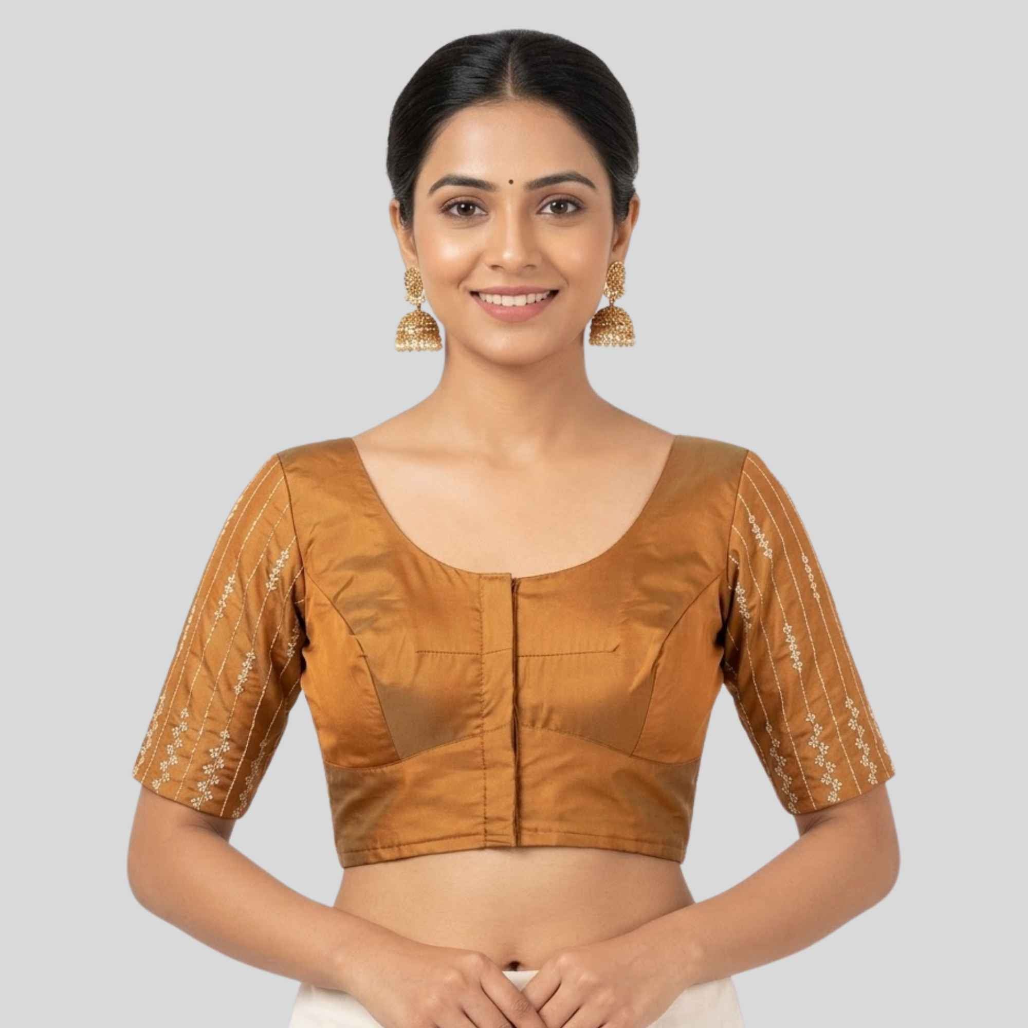 Embroidery Silk Cotton Readymade Blouse, Made To Order