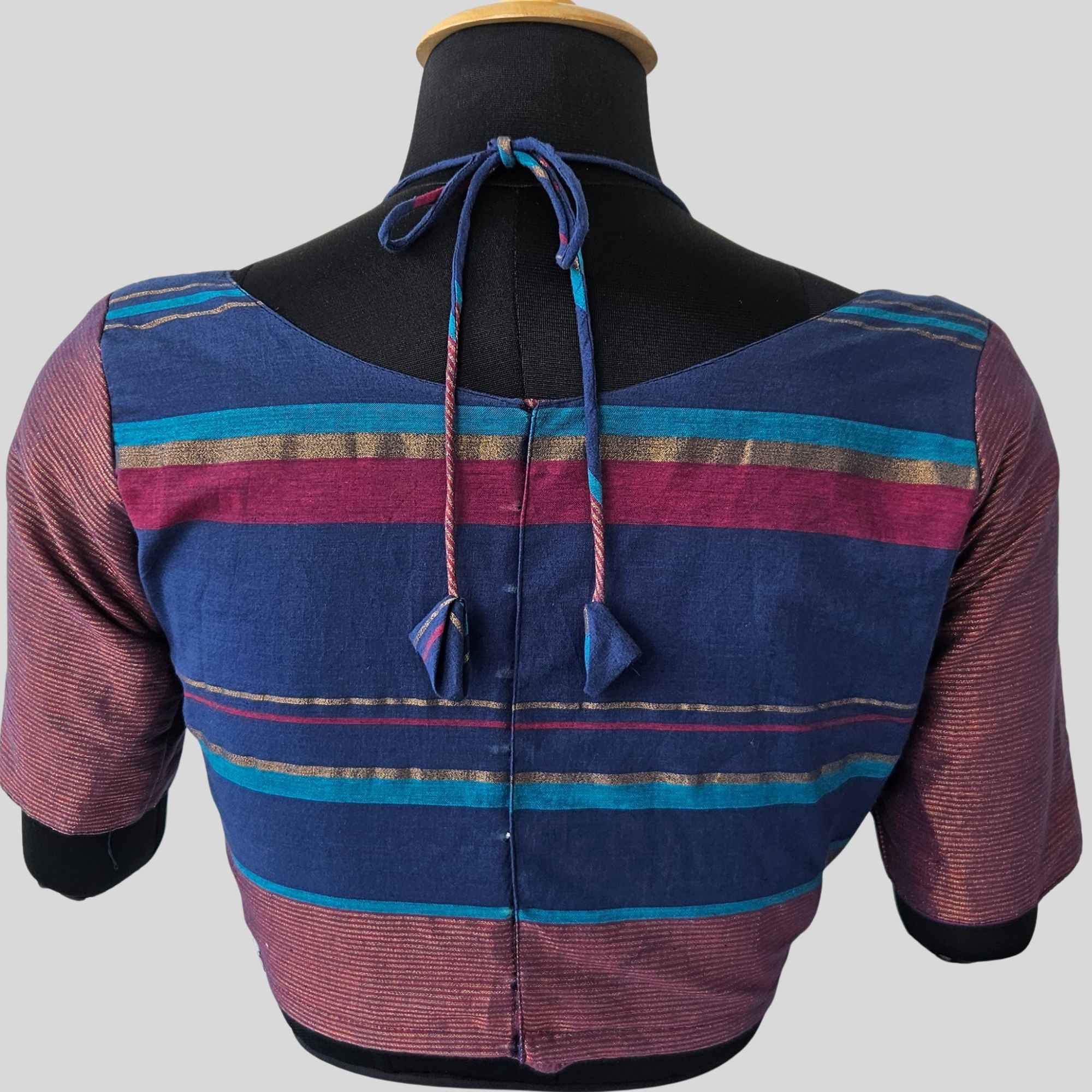 Zari Multi Color Stripes Halter Knot Elbow Sleeve