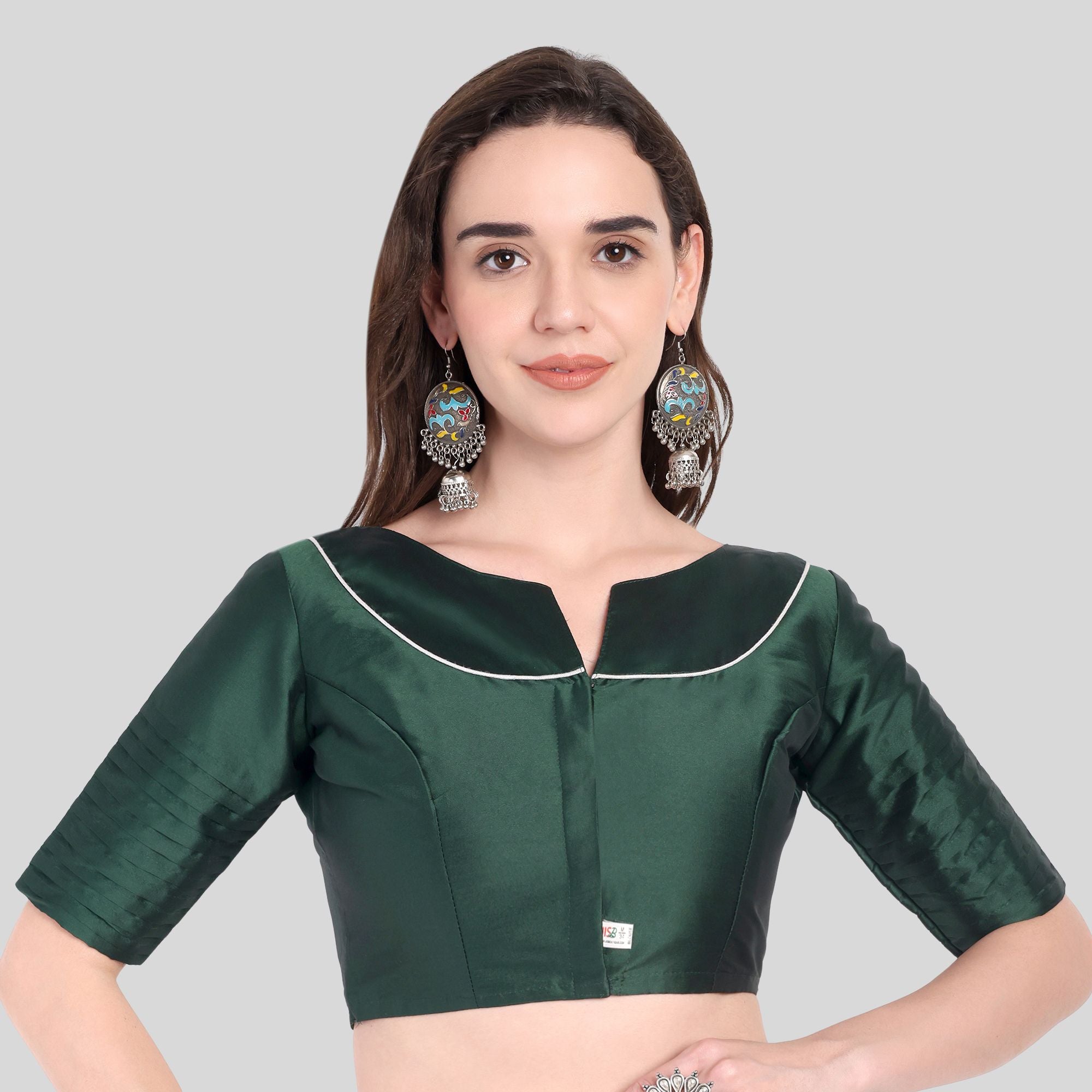 JISB Soft Silk Pleated Sleeves Readymade Blouse