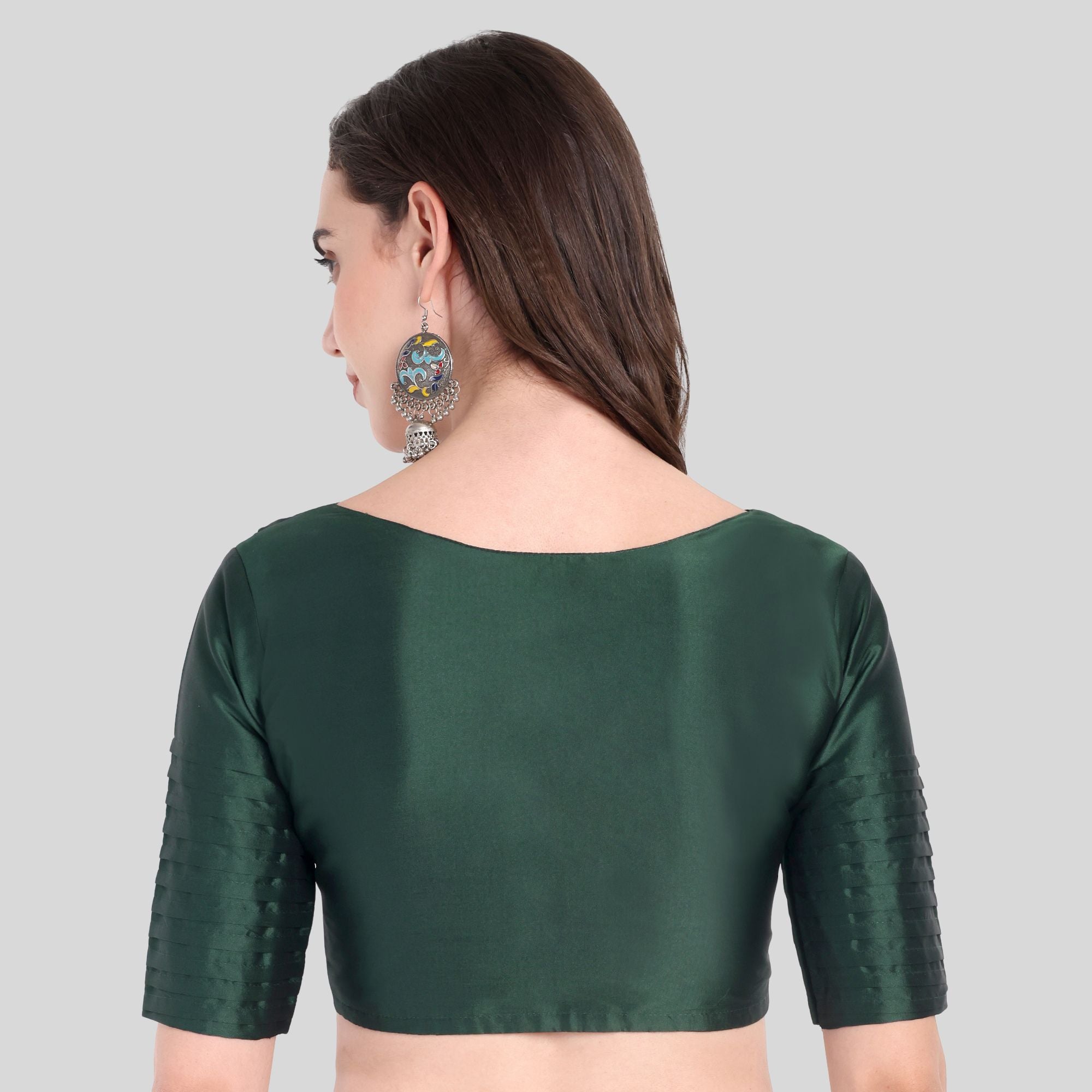 JISB Soft Silk Pleated Sleeves Readymade Blouse