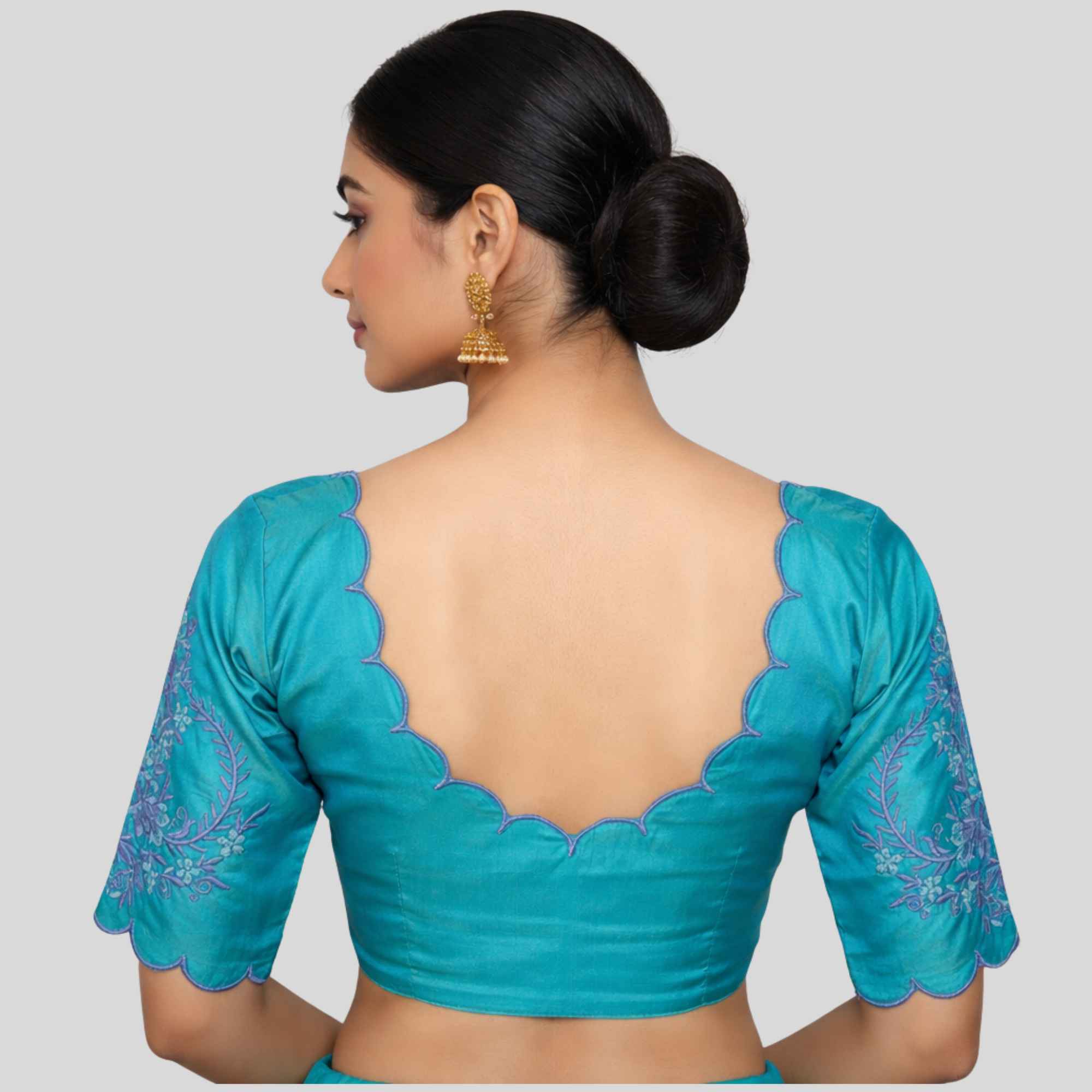 Embroidery Silk Cotton Readymade Blouse, Made To Order