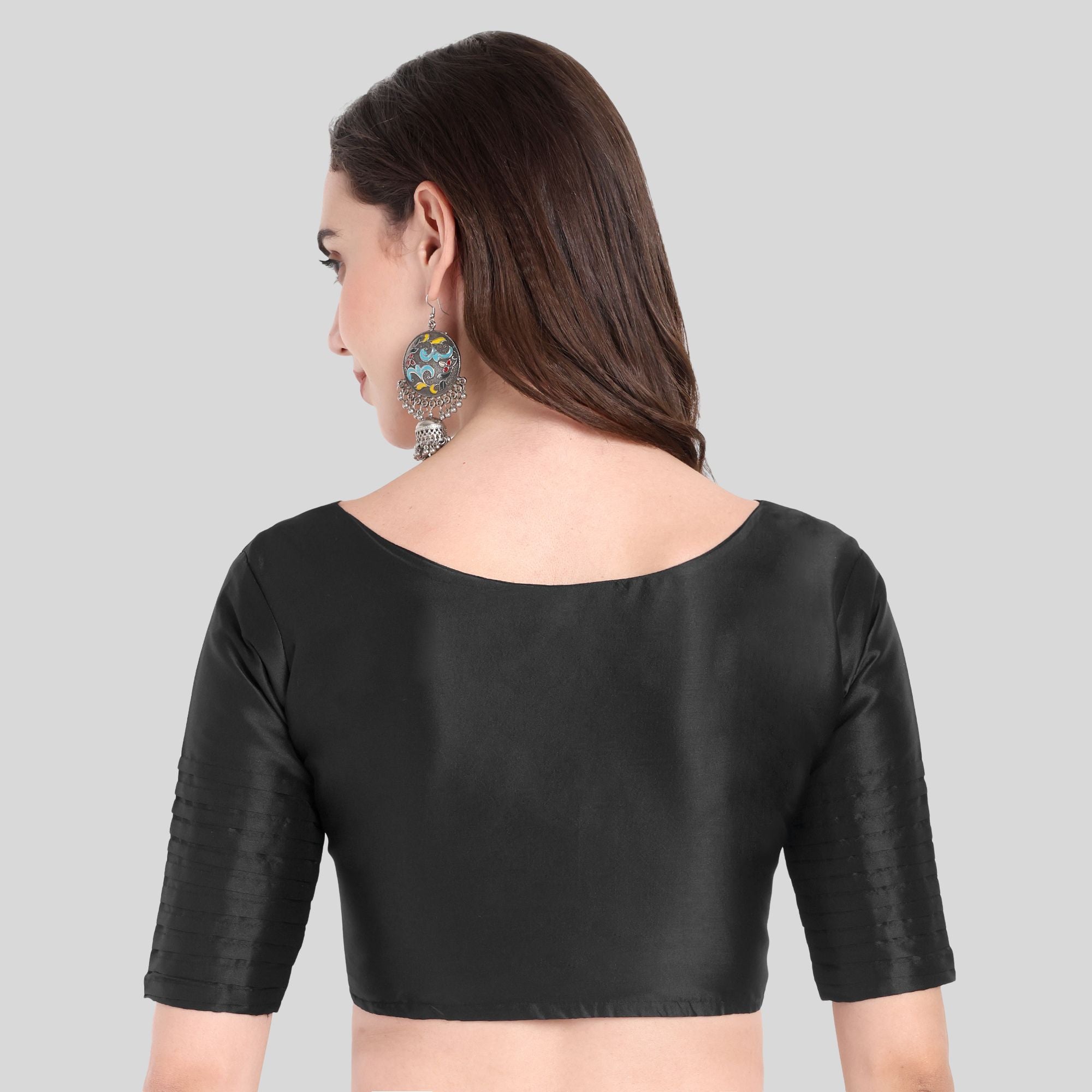 JISB Soft Silk Pleated Sleeves Readymade Blouse