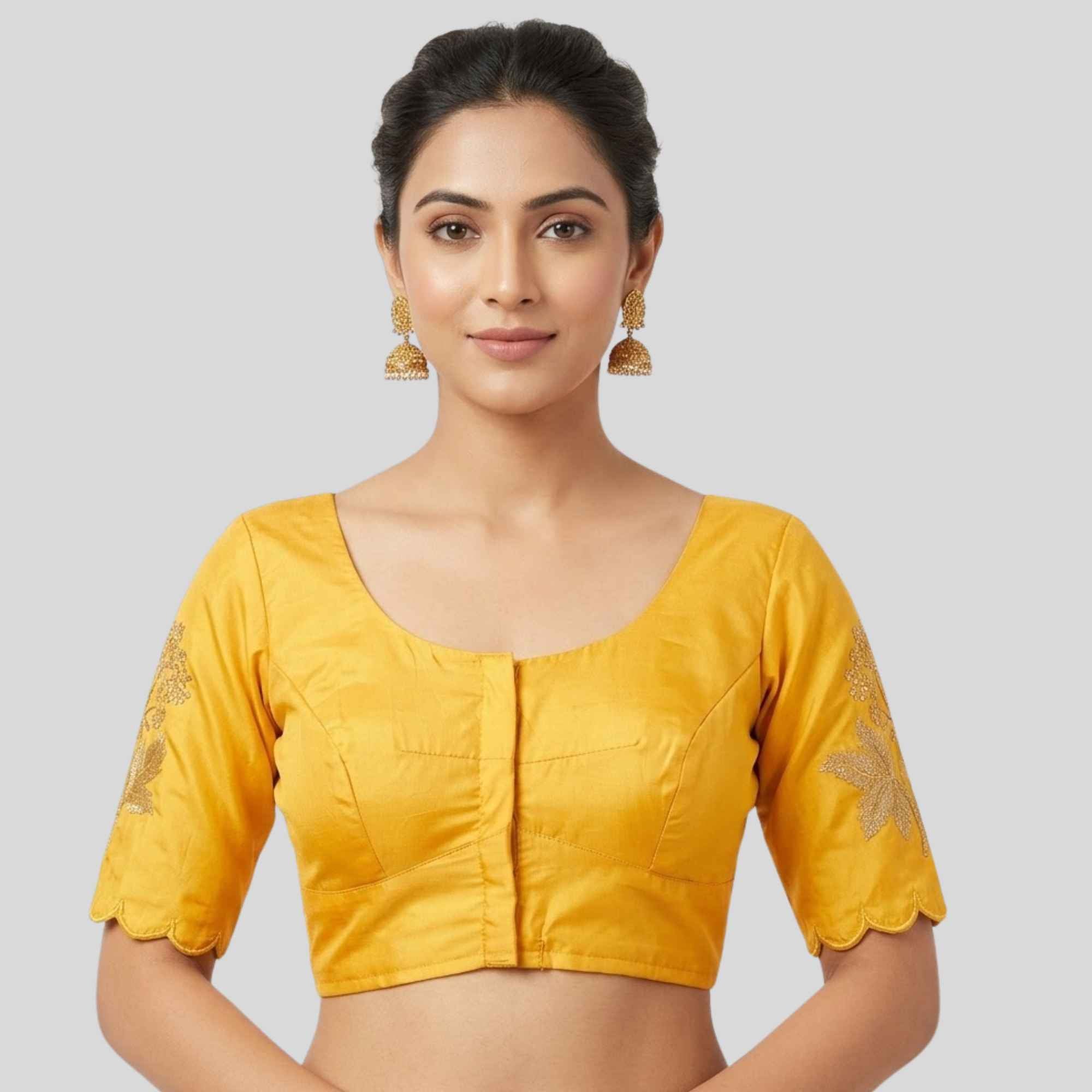 Embroidery Silk Cotton Readymade Blouse, Made To Order