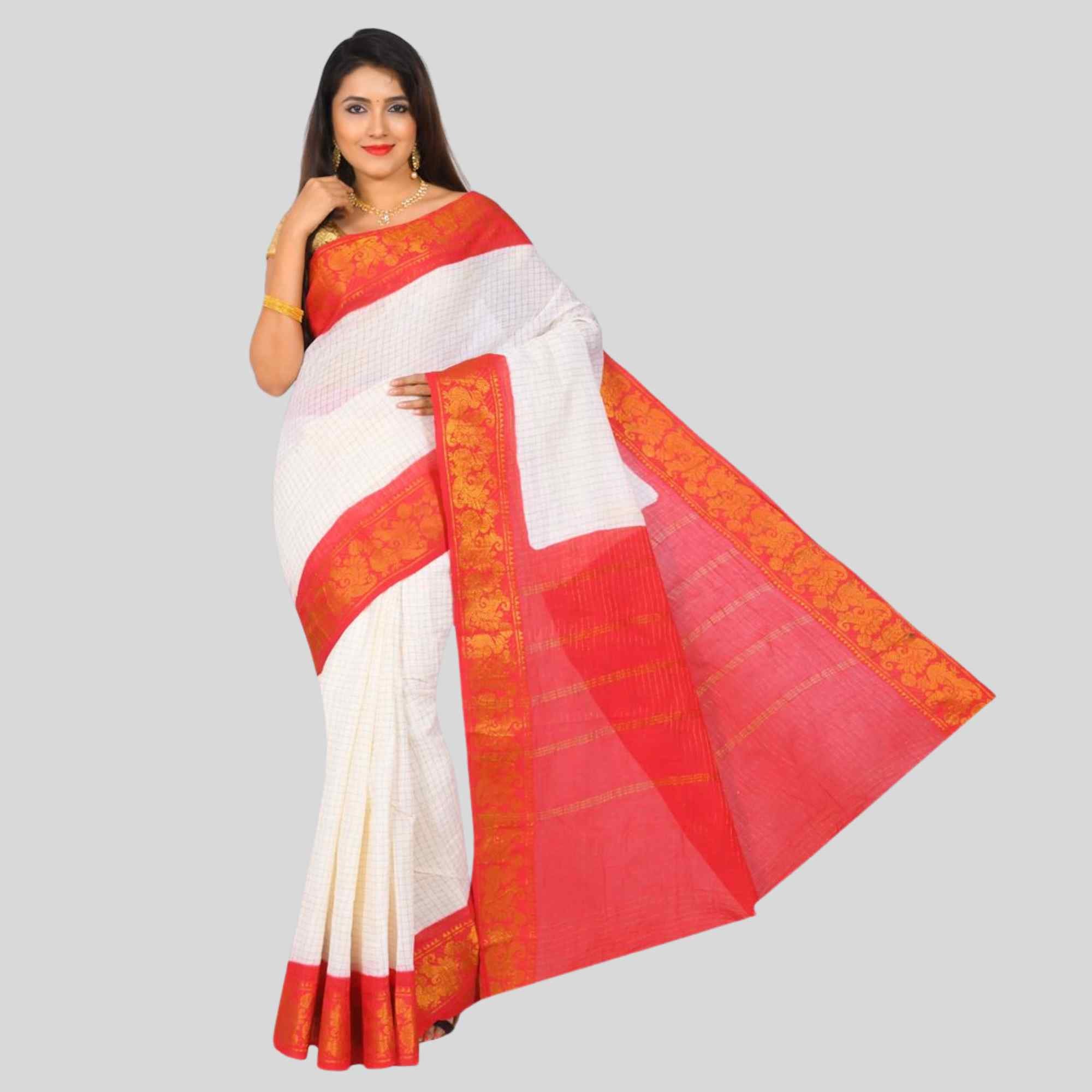 Madurai Sungudi Cotton Zari Check Saree