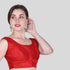 Red Raw silk readymade Sleeveless blouse online