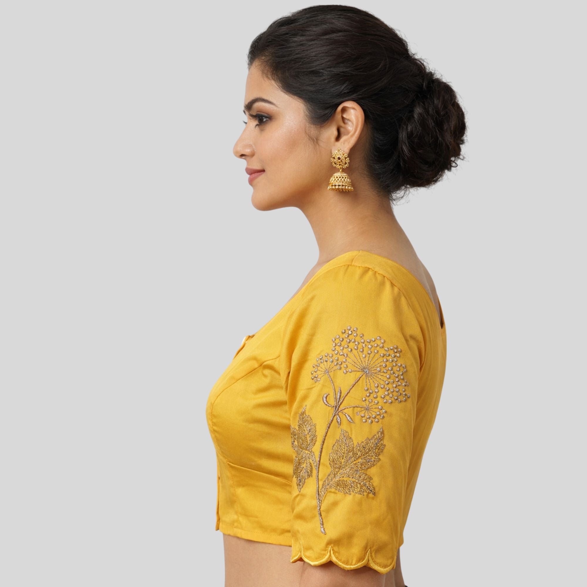 Embroidery Silk Cotton Readymade Blouse, Made To Order