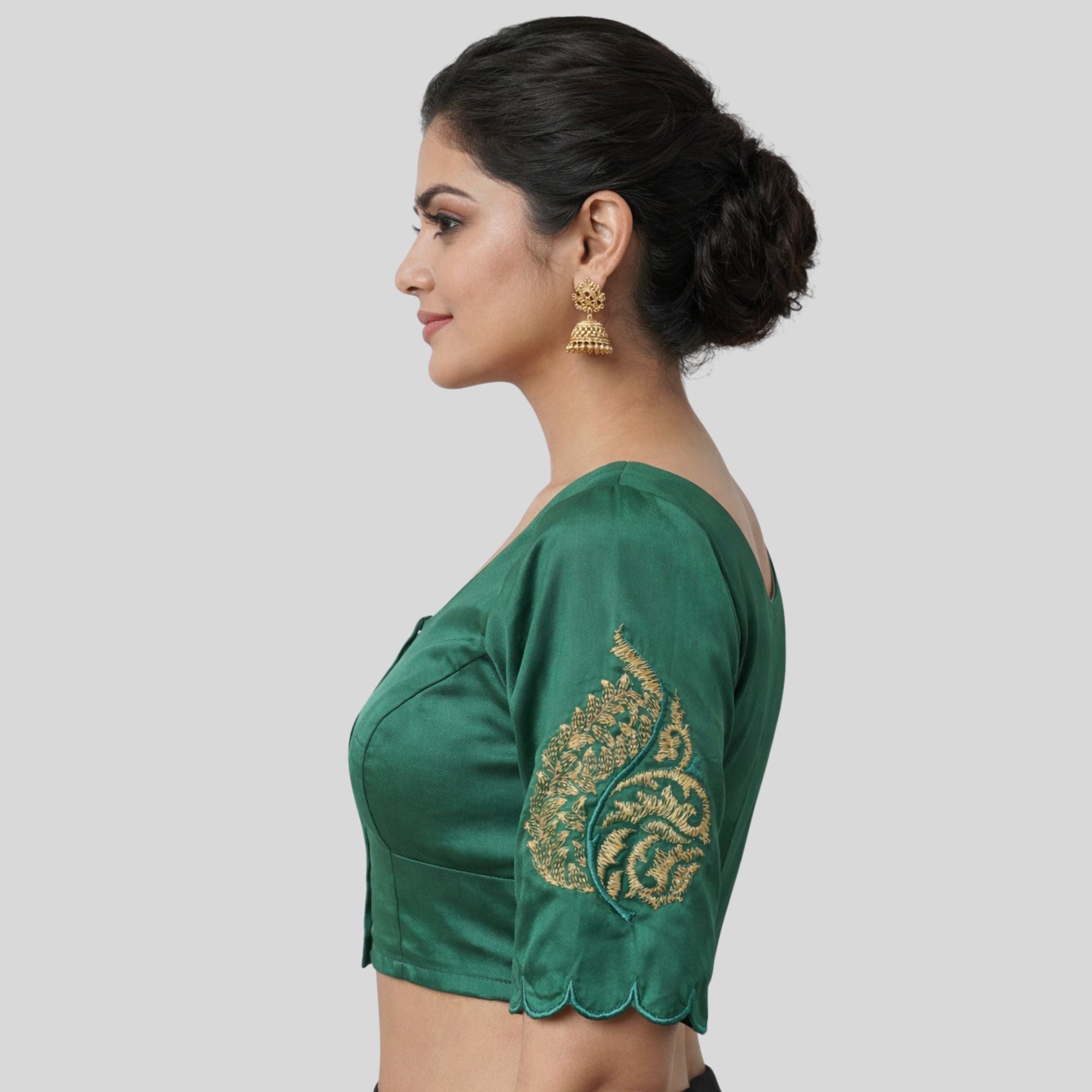 Embroidery Silk Cotton Readymade Blouse, Made To Order