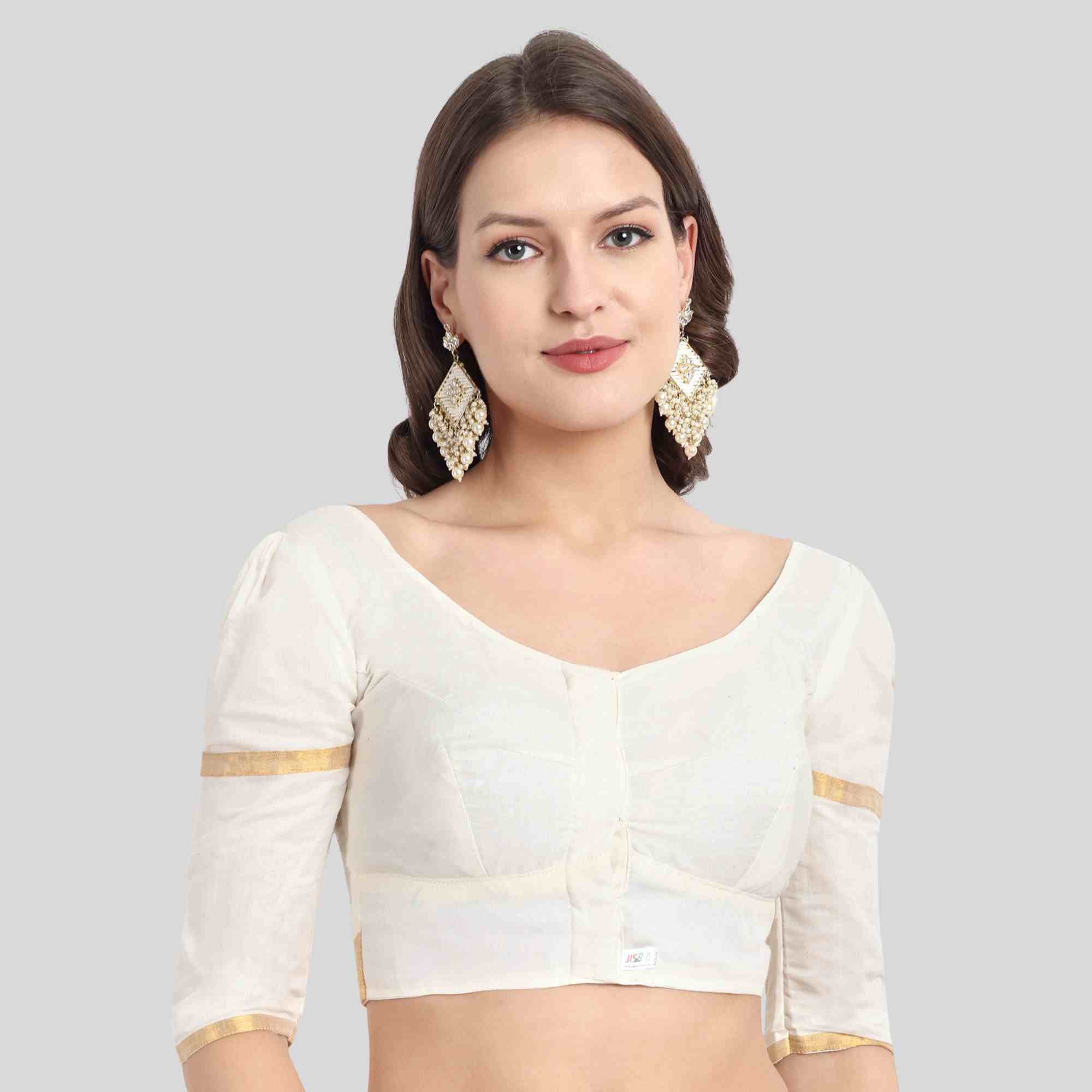 Kerala zari border blouse with Cotton lining