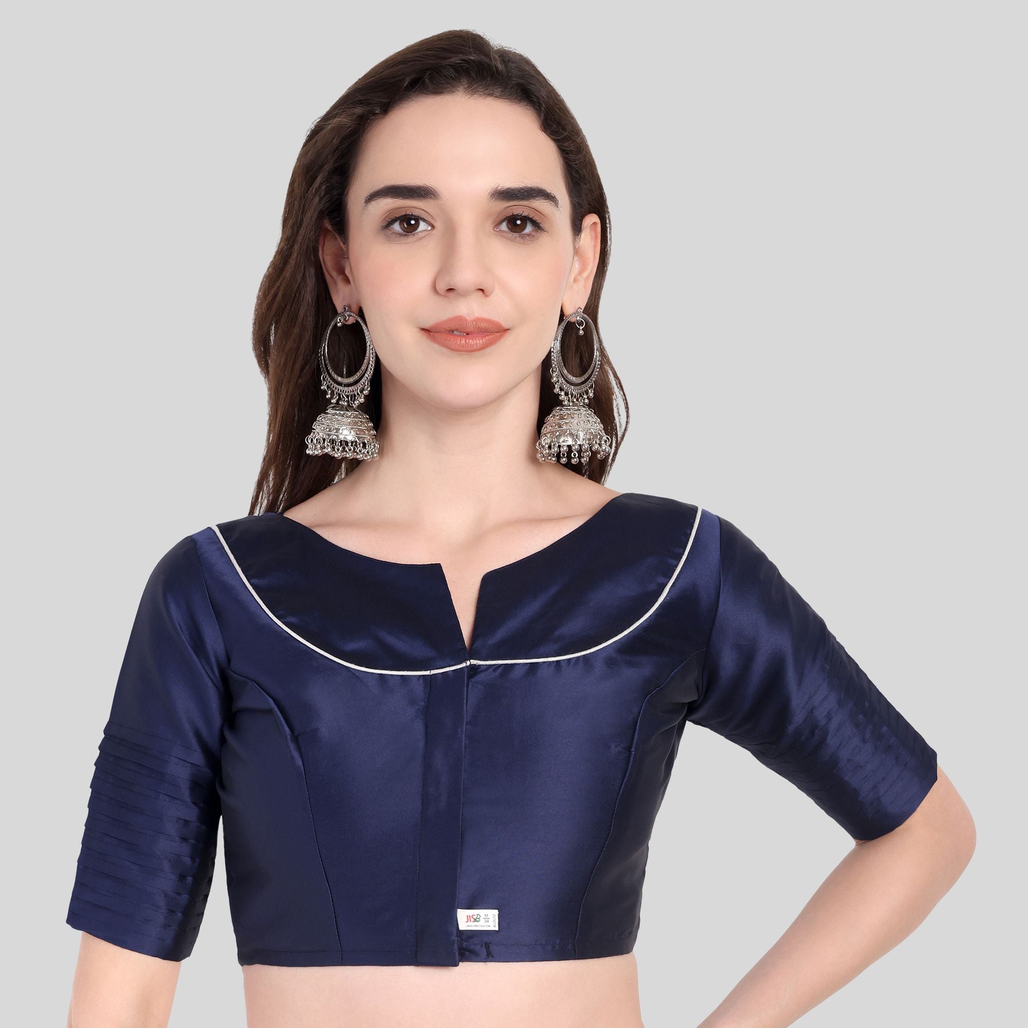 JISB Soft Silk Pleated Sleeves Readymade Blouse