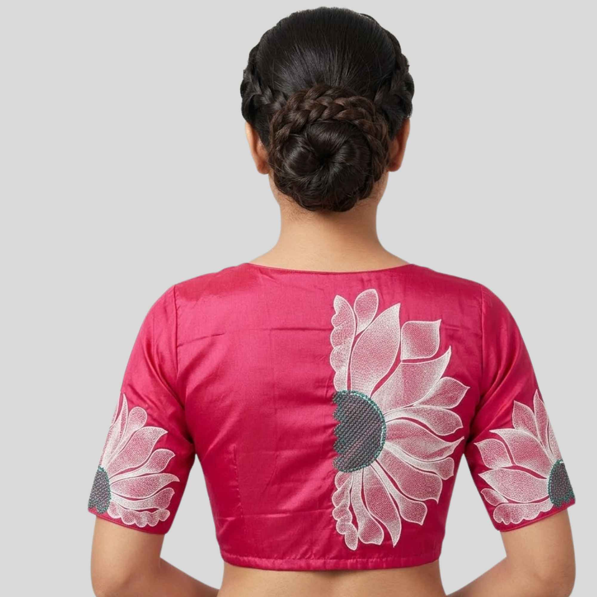 Sunflower Silk Cotton Embroidery  blouse, Made To Order