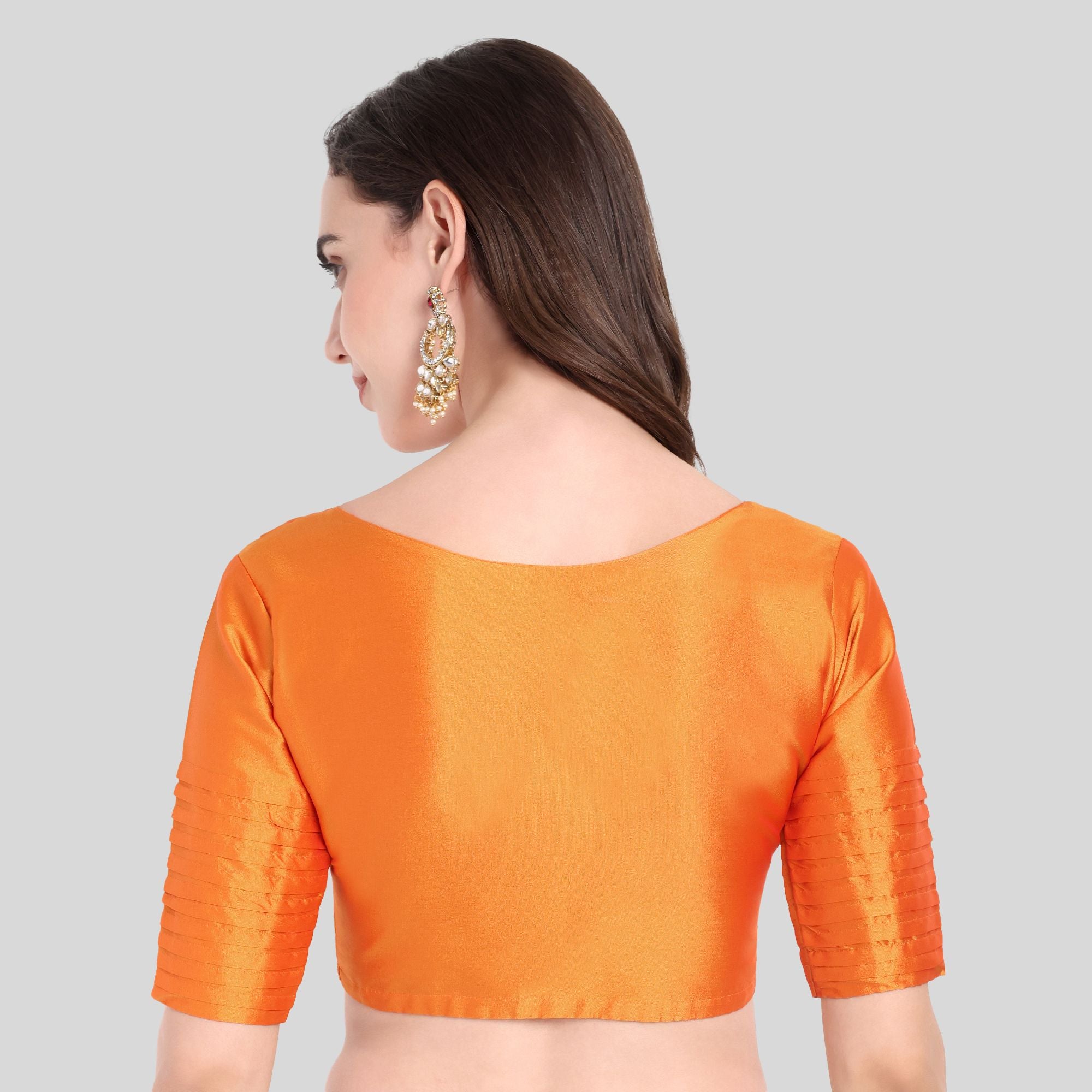 JISB Soft Silk Pleated Sleeves Readymade Blouse