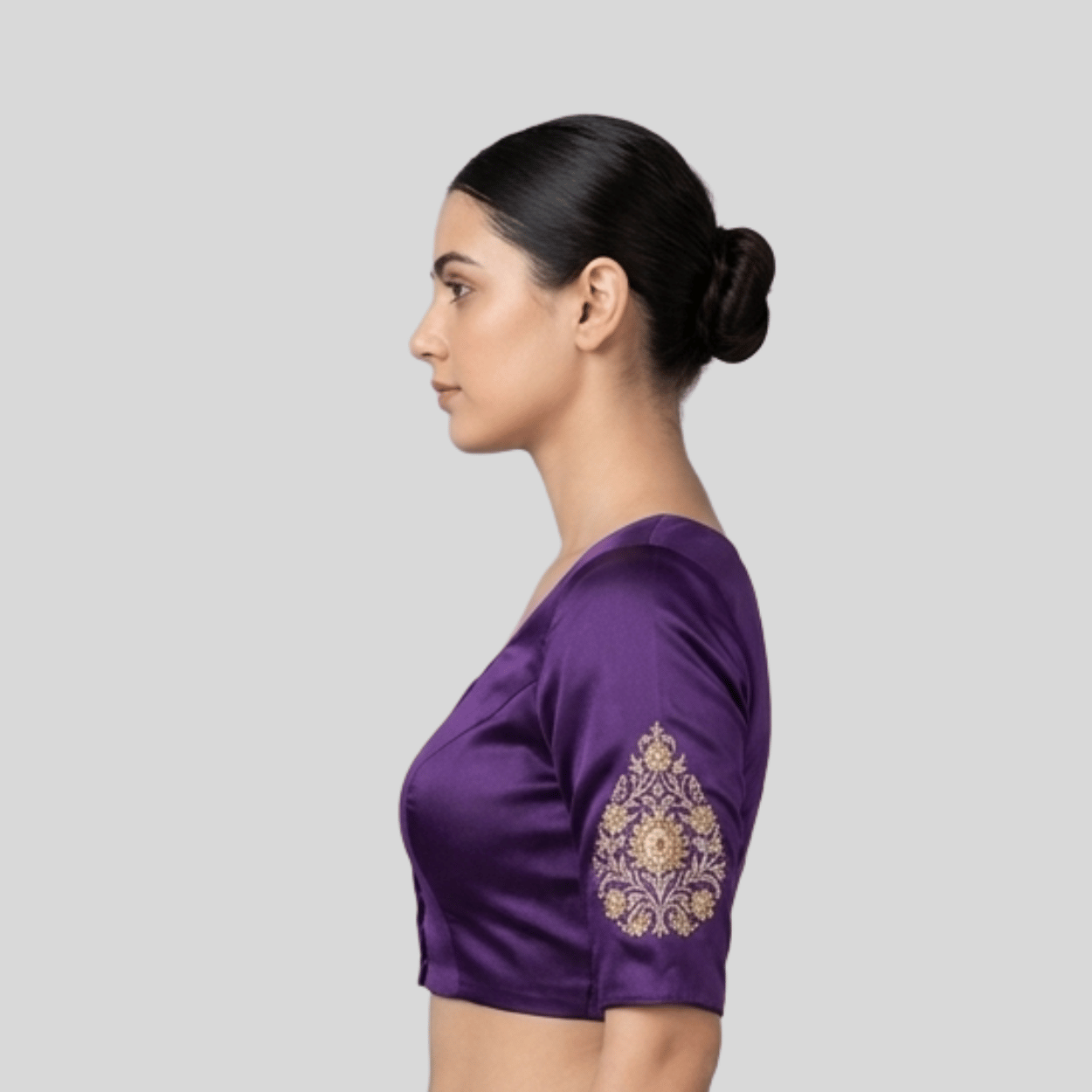 Simple Silk Cotton And Embroidery Blouse, Made To Order