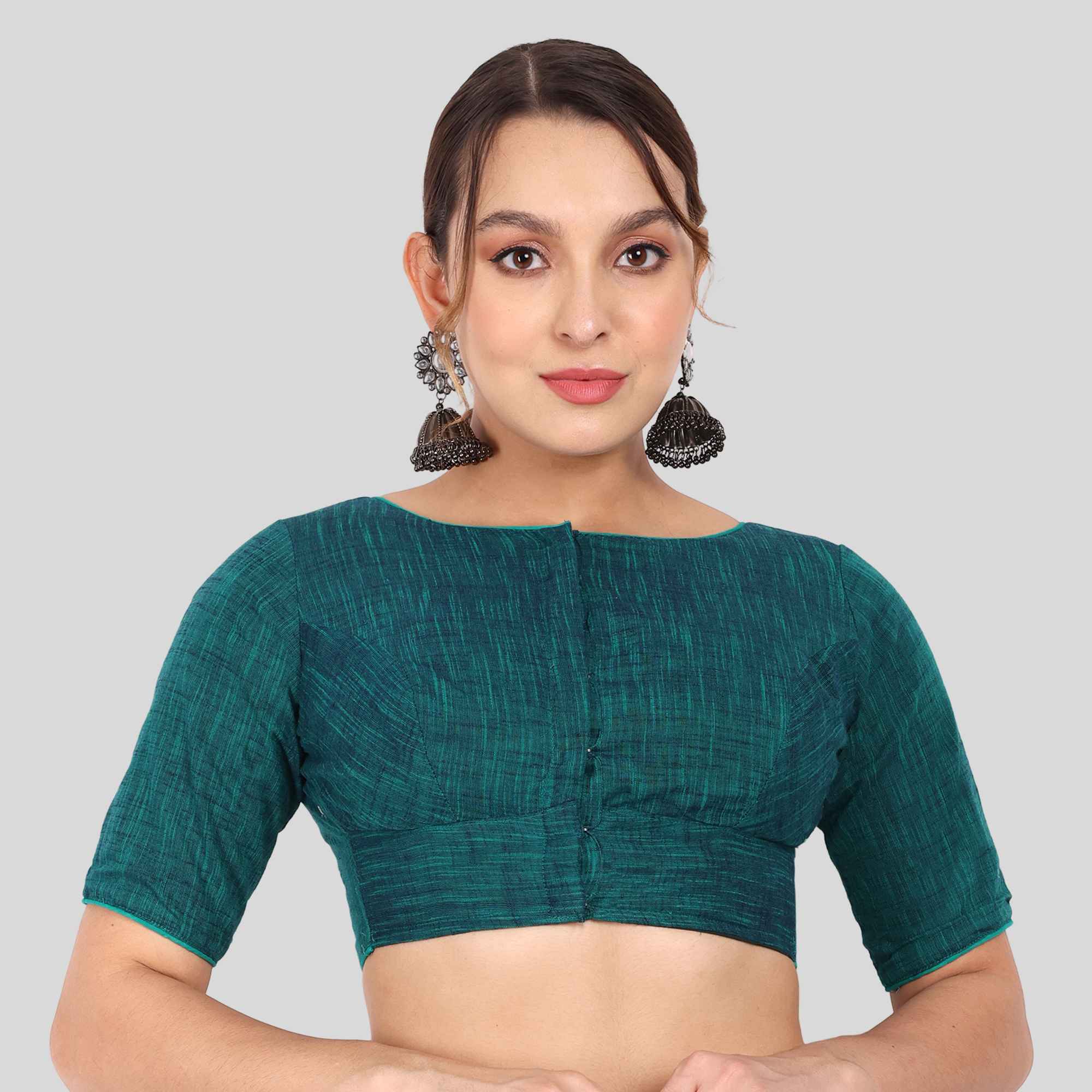 JISB Slub Cotton Back Triangle Readymade Blouse