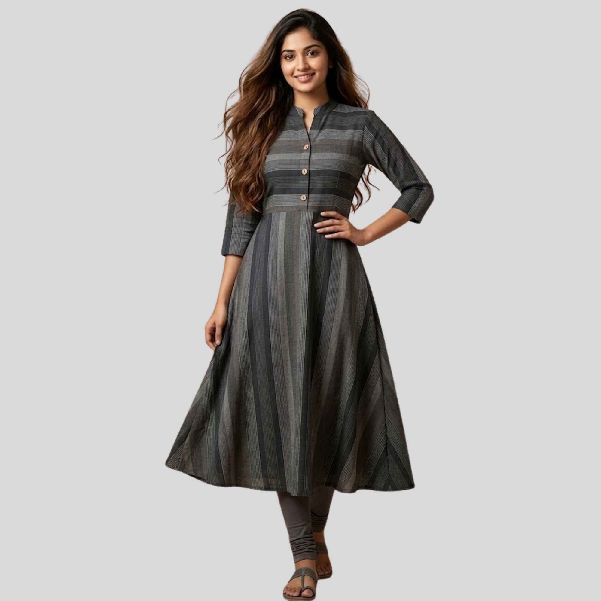 Black Rib umbrella cut kurti