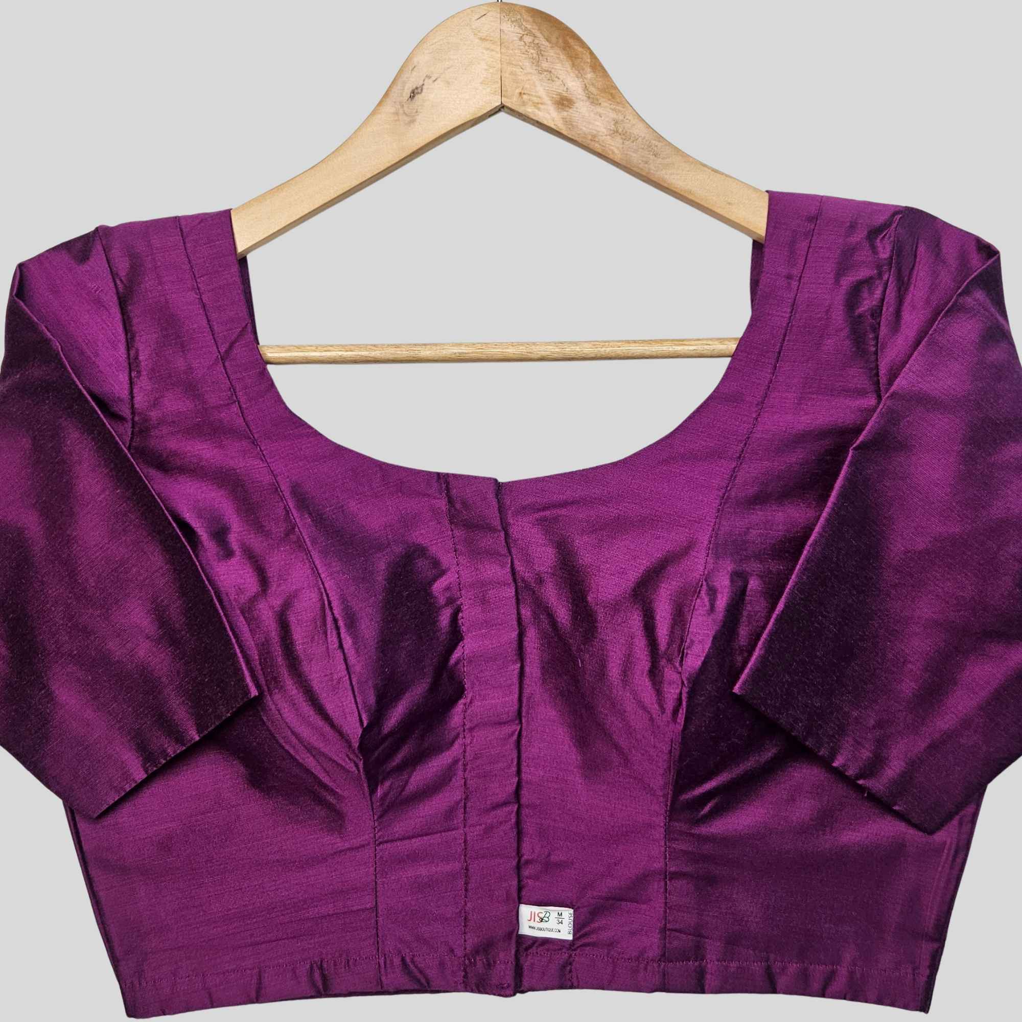 JISB Rayon Silk Shoulder Dart Elbow Sleeve Blouse