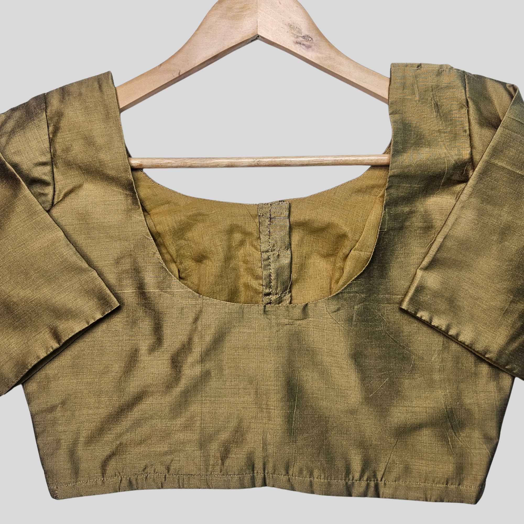 JISB Rayon Silk Shoulder Dart Elbow Sleeve Blouse