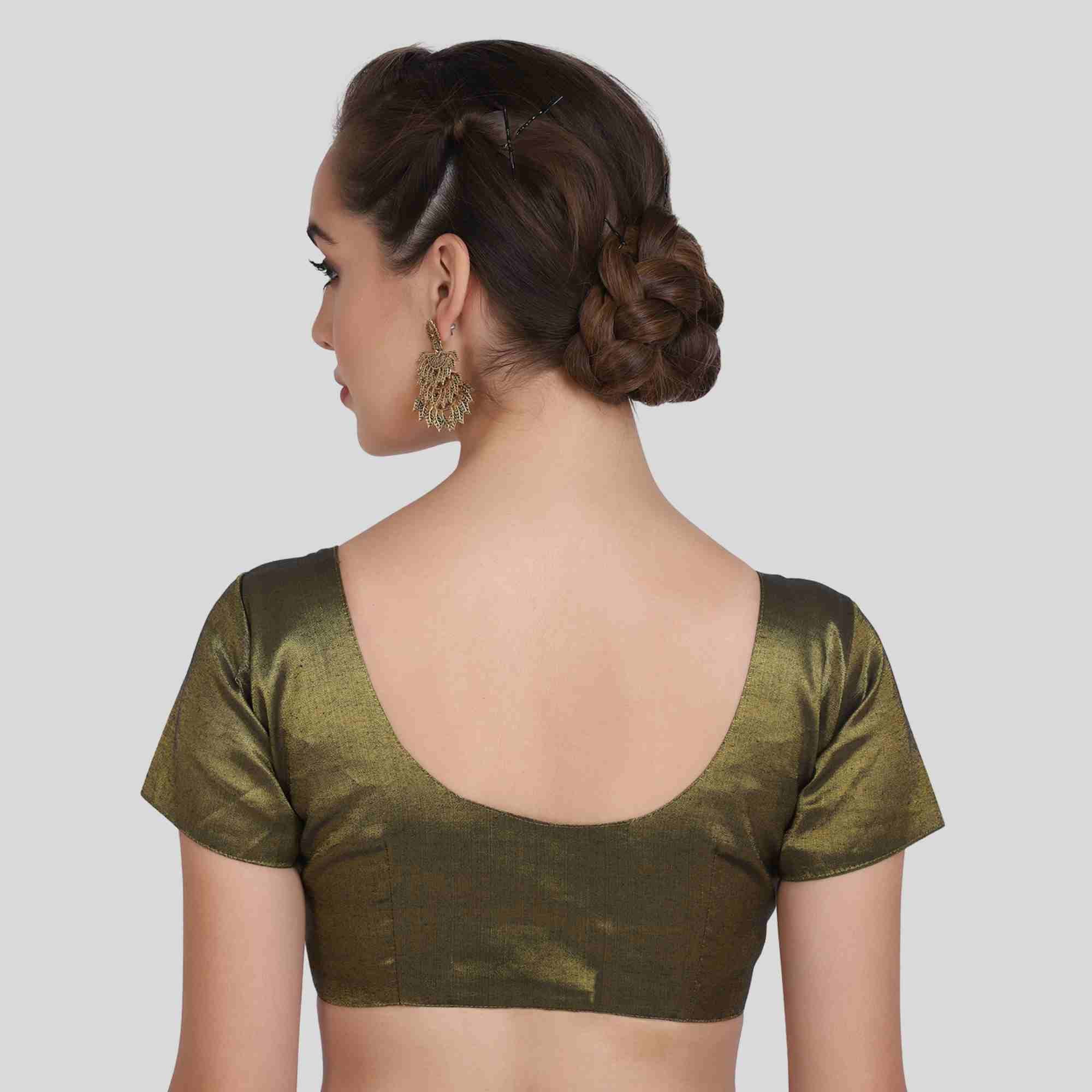 Kerala saree dark green blouse