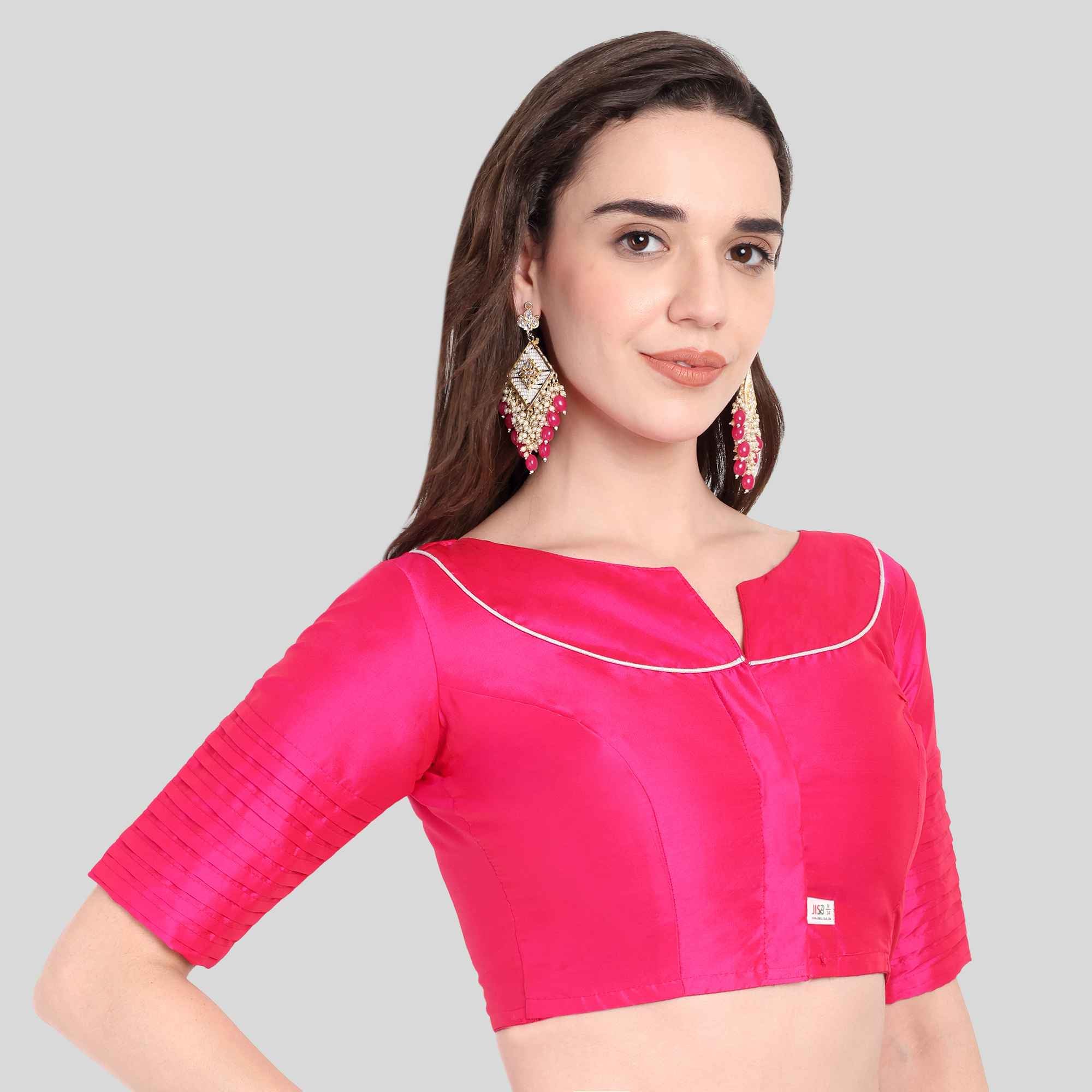 JISB Soft Silk Pleated Sleeves Readymade Blouse