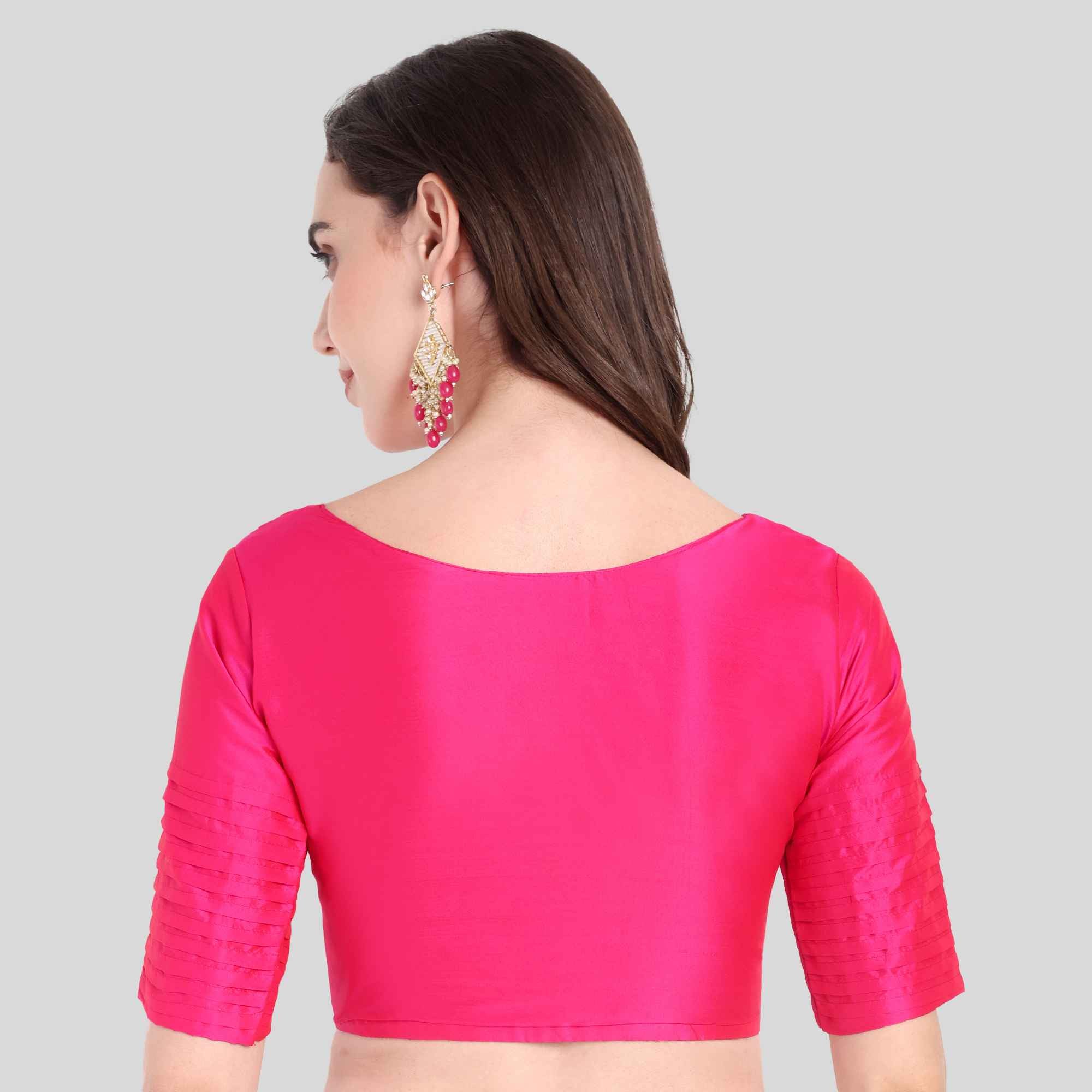 JISB Soft Silk Pleated Sleeves Readymade Blouse