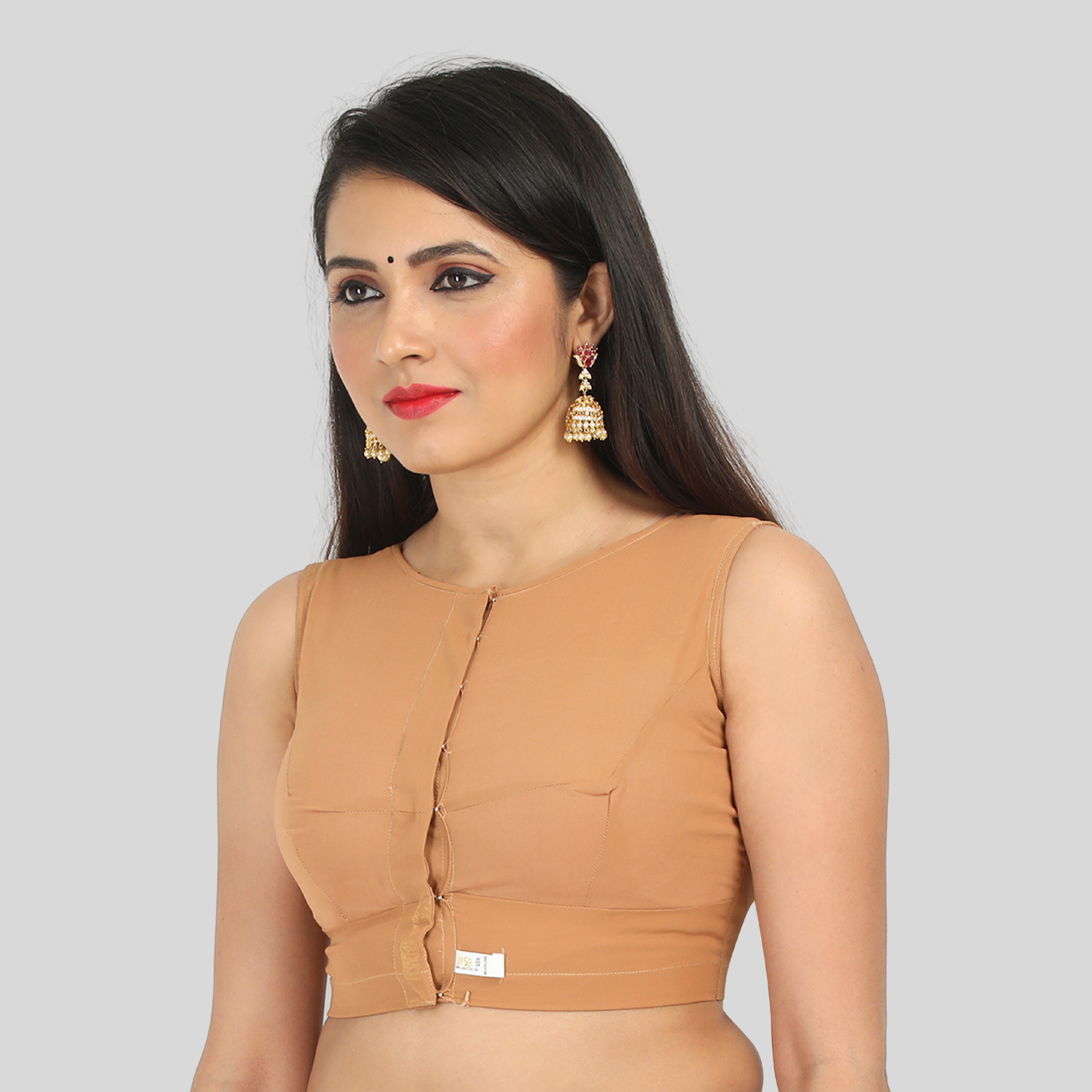 Sleeveless Cotton blouse, Biscuit