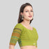 Readymade blouse in green color with Designer sleeves