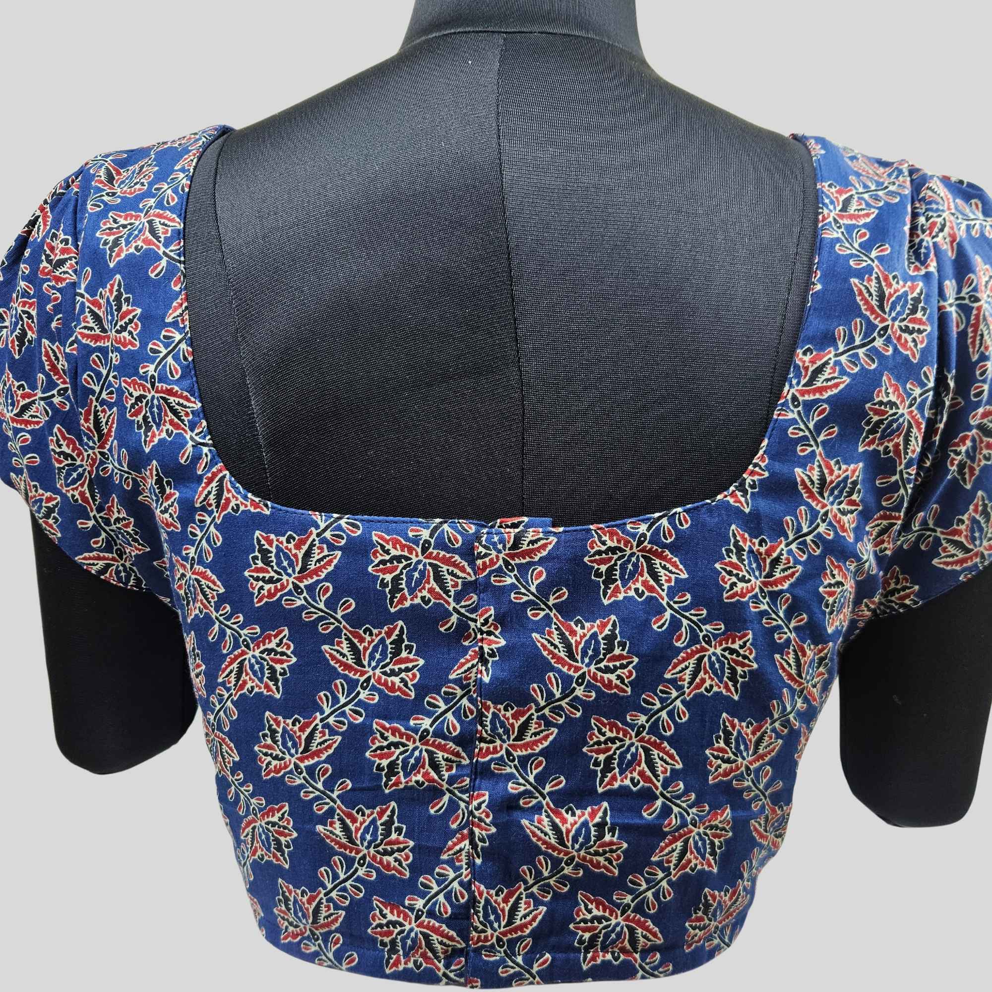 Printed Cotton Corset  With Overlap Puff Sleeve Blouse