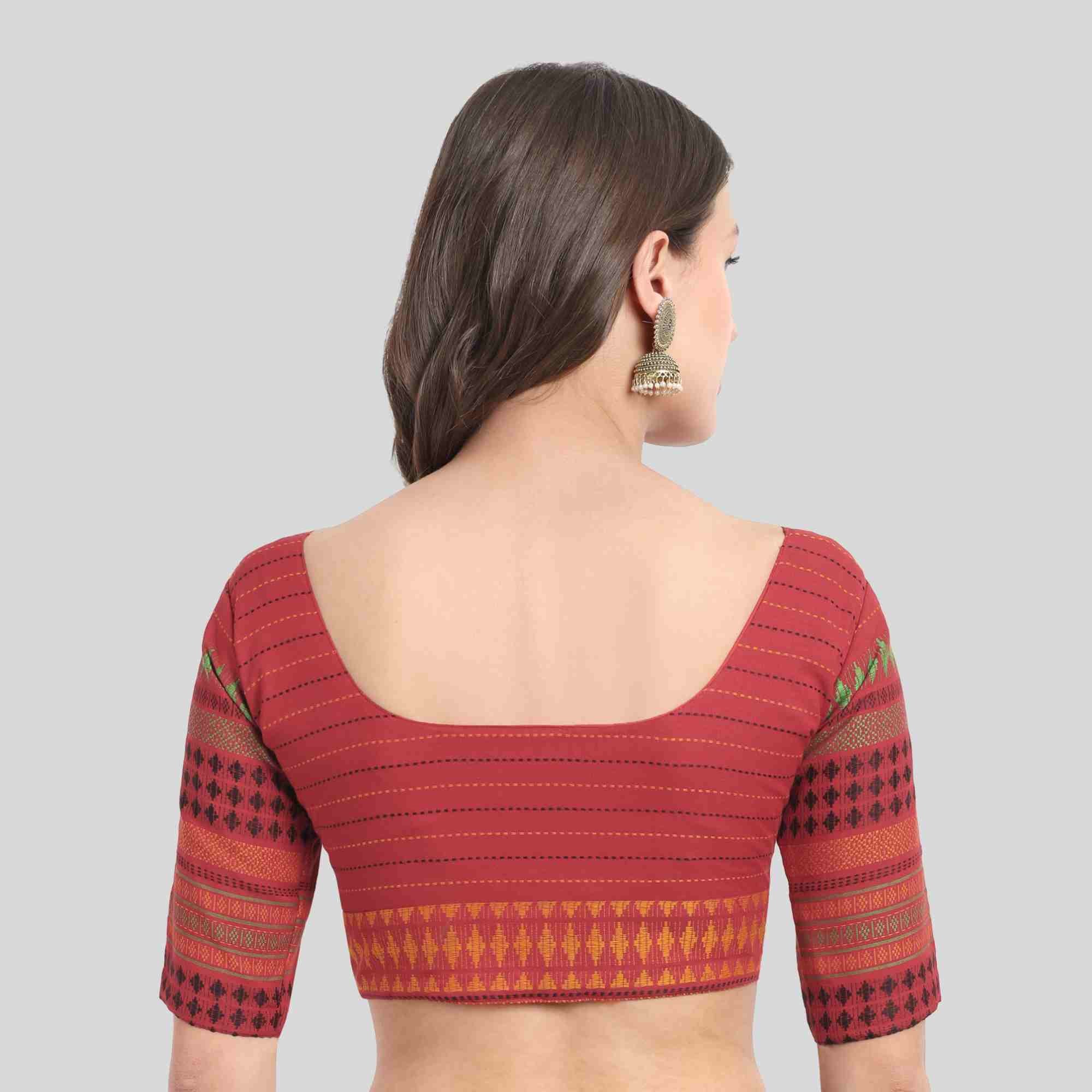 Red color Border blouse online