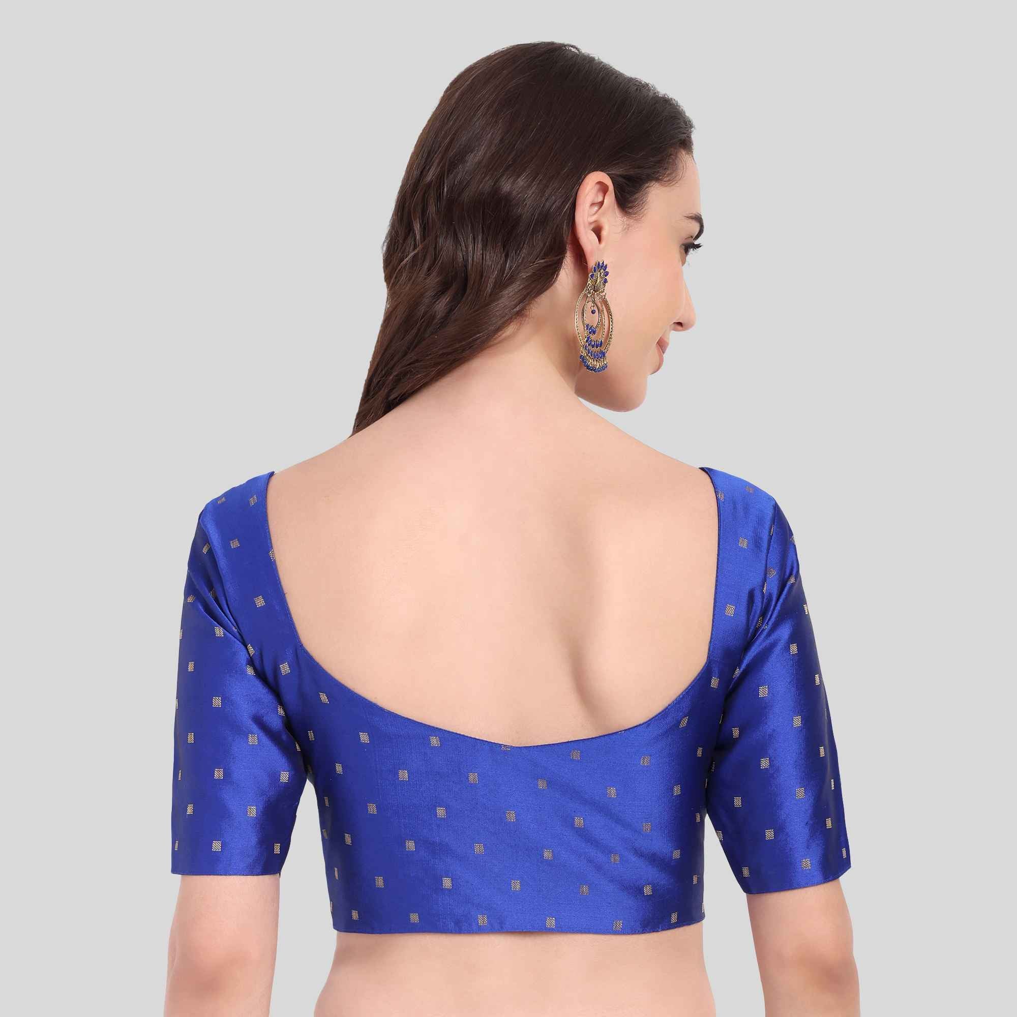 Dupion Putta Diamond Neck Elbow Sleeve Blouse