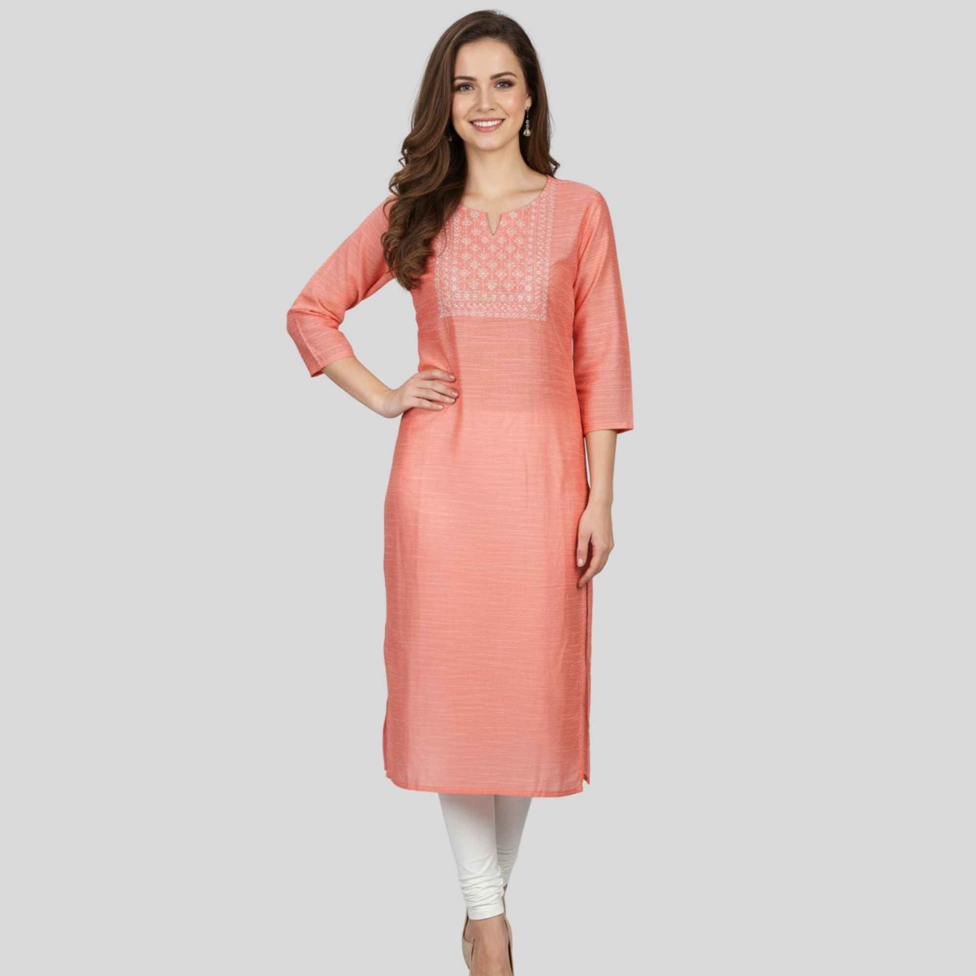 JISB Rayon embroidery 3/4 sleeve kurti