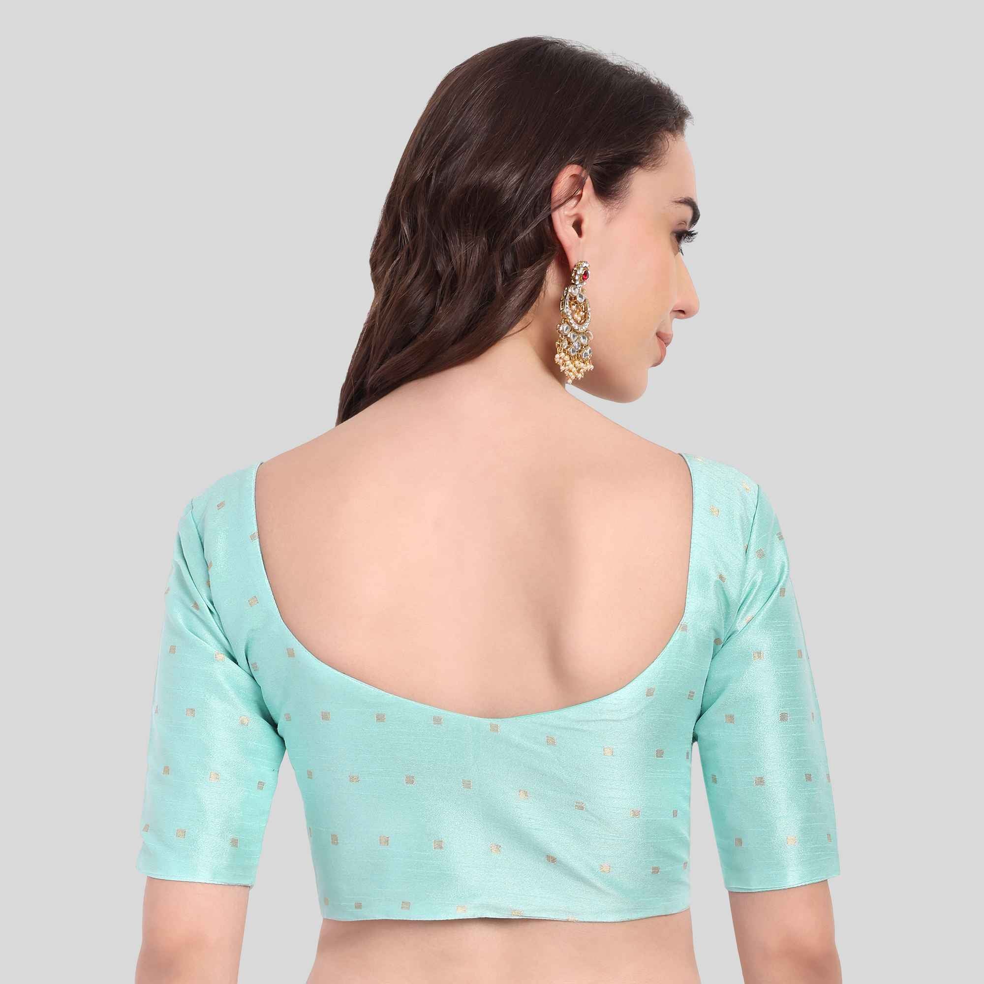 Dupion Putta Diamond Neck Elbow Sleeve Blouse