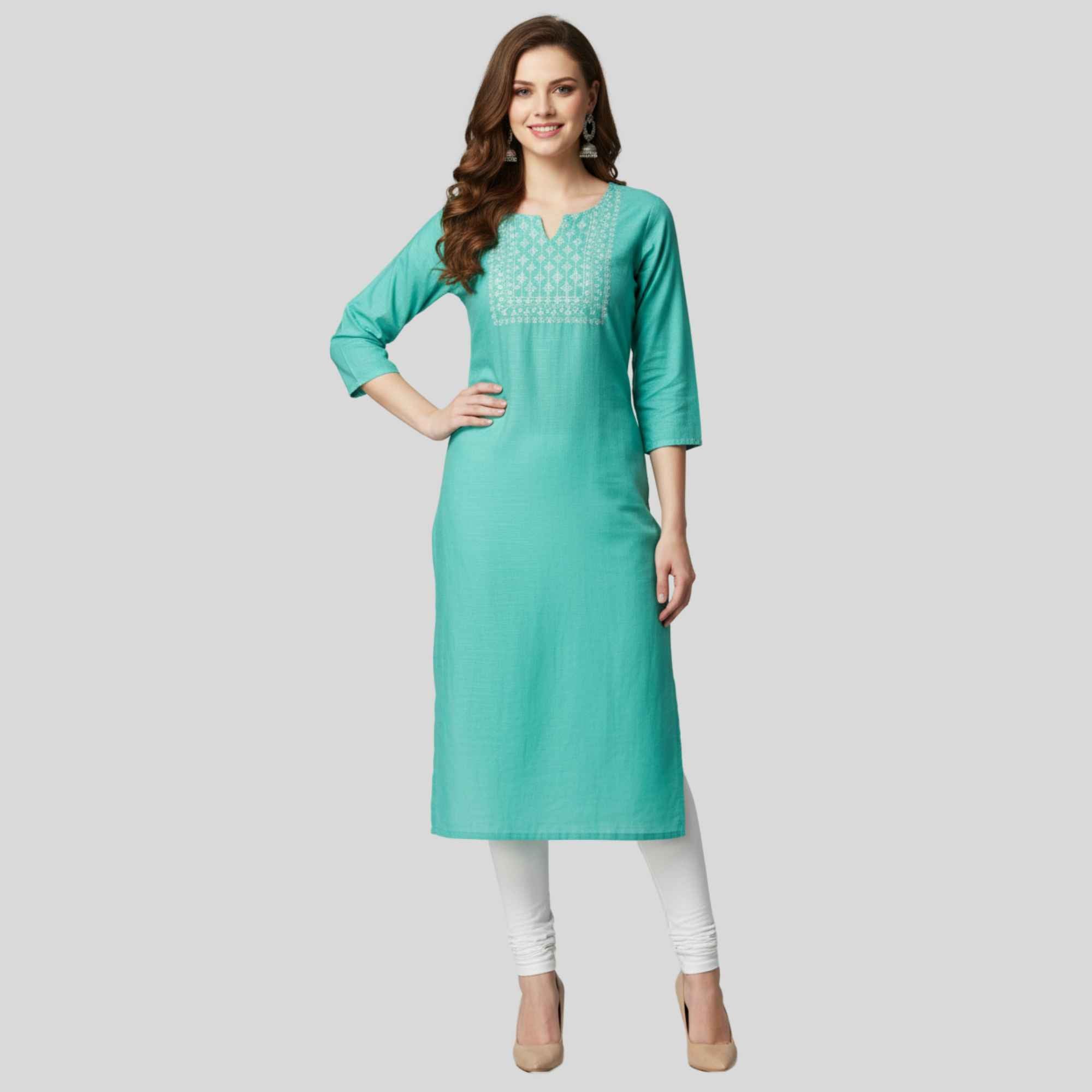 JISB Rayon embroidery 3/4 sleeve kurti