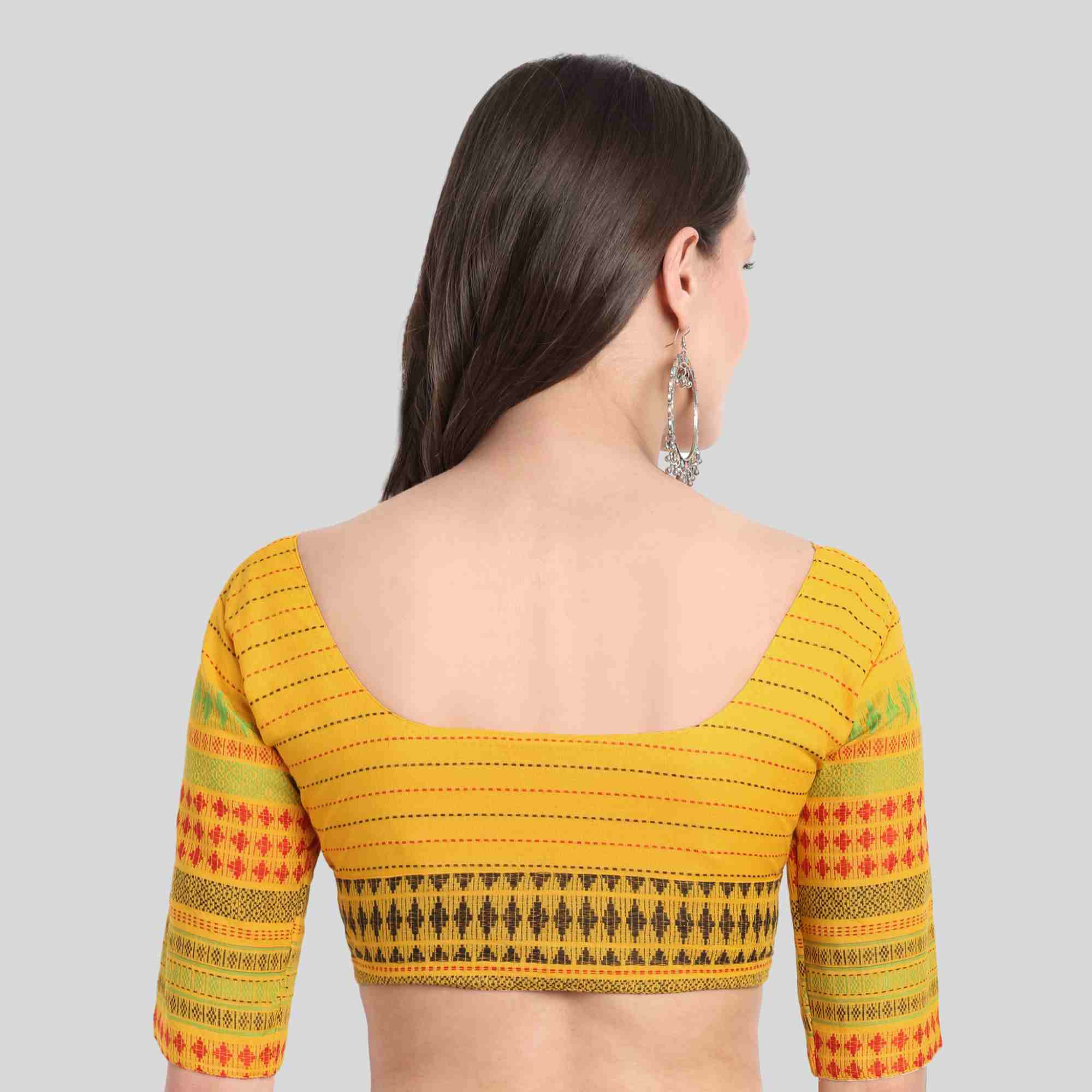 Border design readymade blouse in color yellow